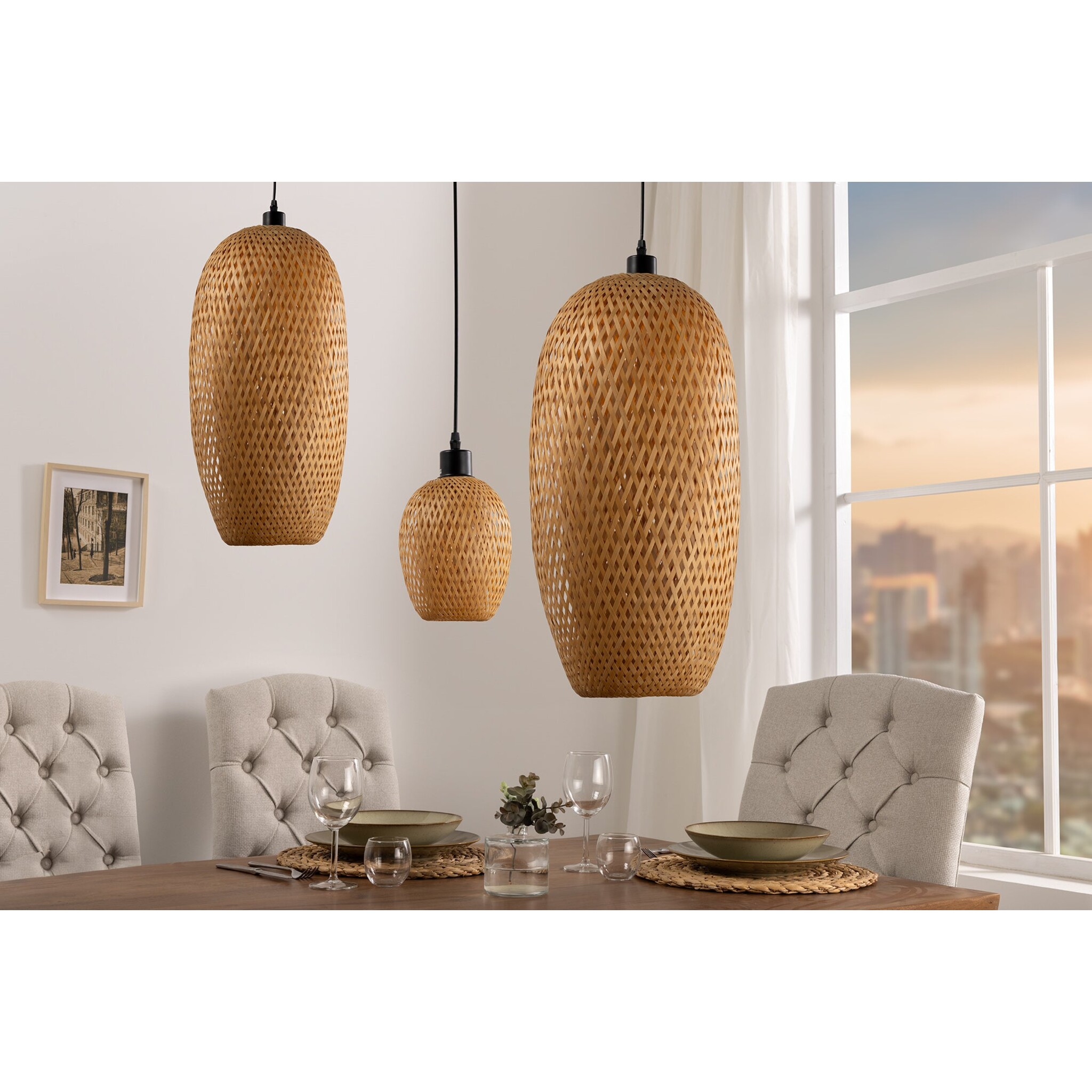 Pendelleuchte Organic Living 4 Bambus, natur 