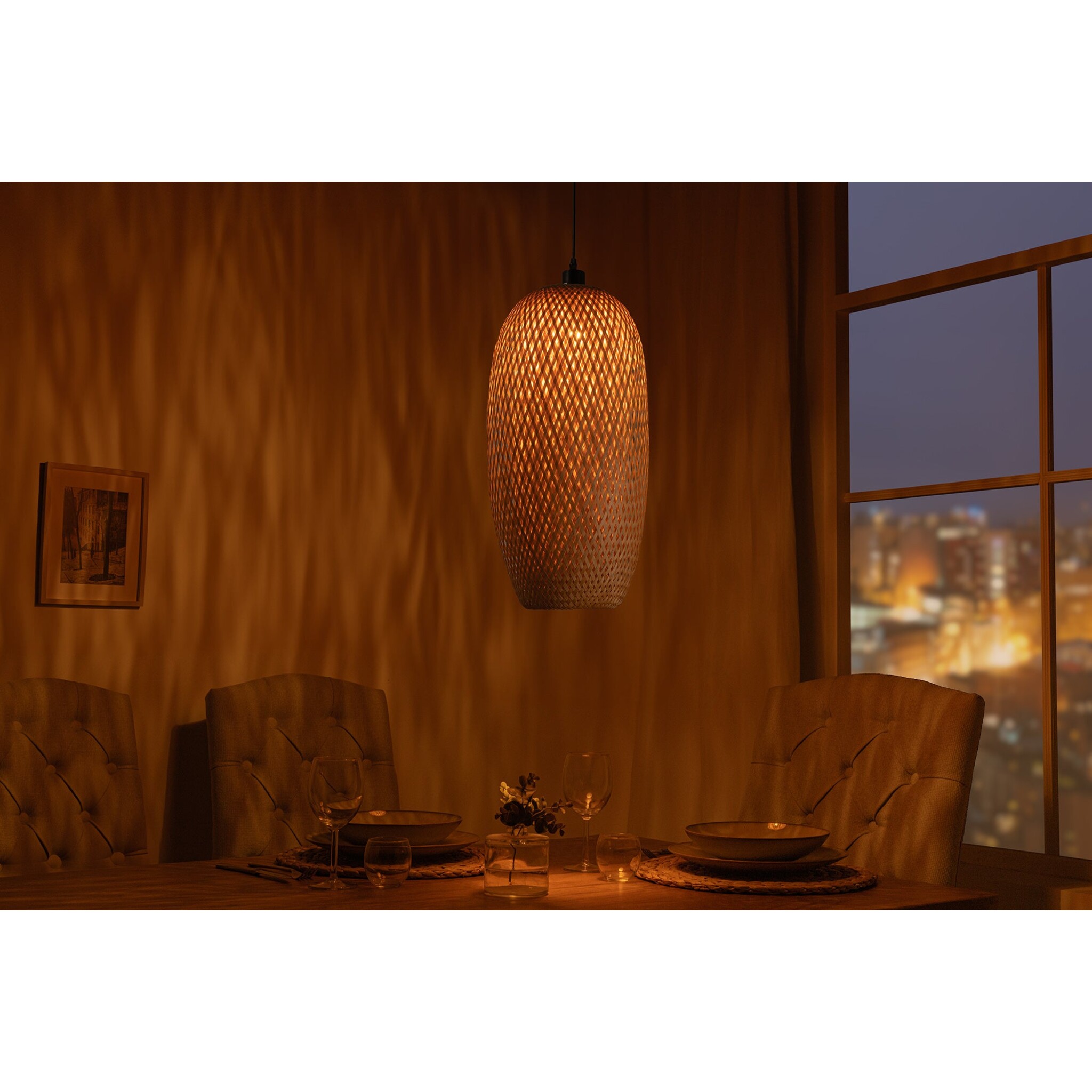 Pendelleuchte Organic Living 4 Bambus, natur Ø 24, Höhe 40 cm