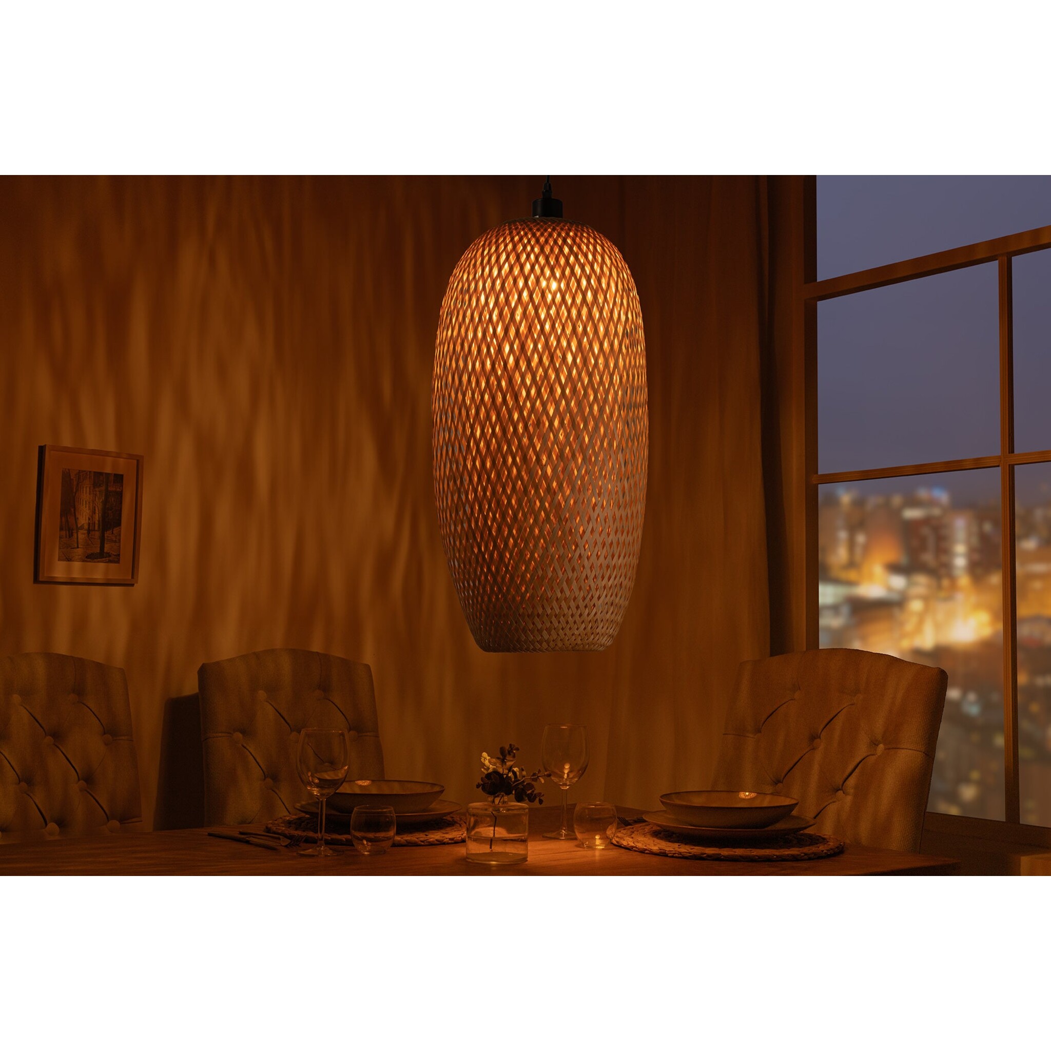 Pendelleuchte Organic Living 4 Bambus, natur Ø 30, Höhe 60 cm