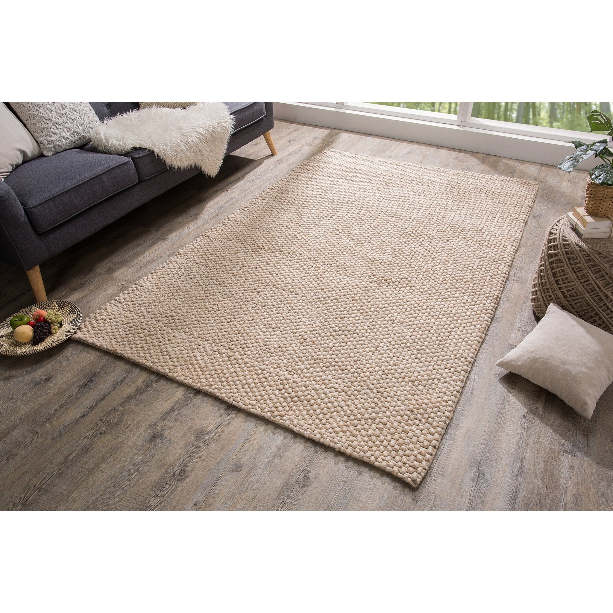 Teppich Wolle 240x160cm beige, beige 