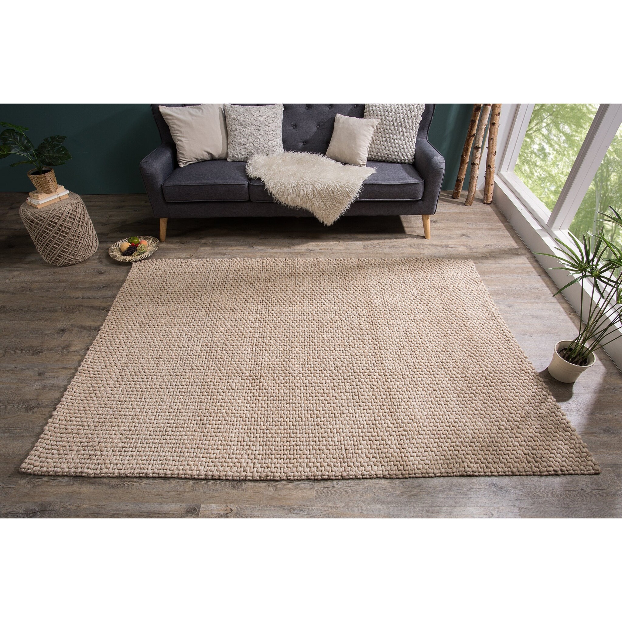 Teppich Wolle 240x160cm beige, beige 