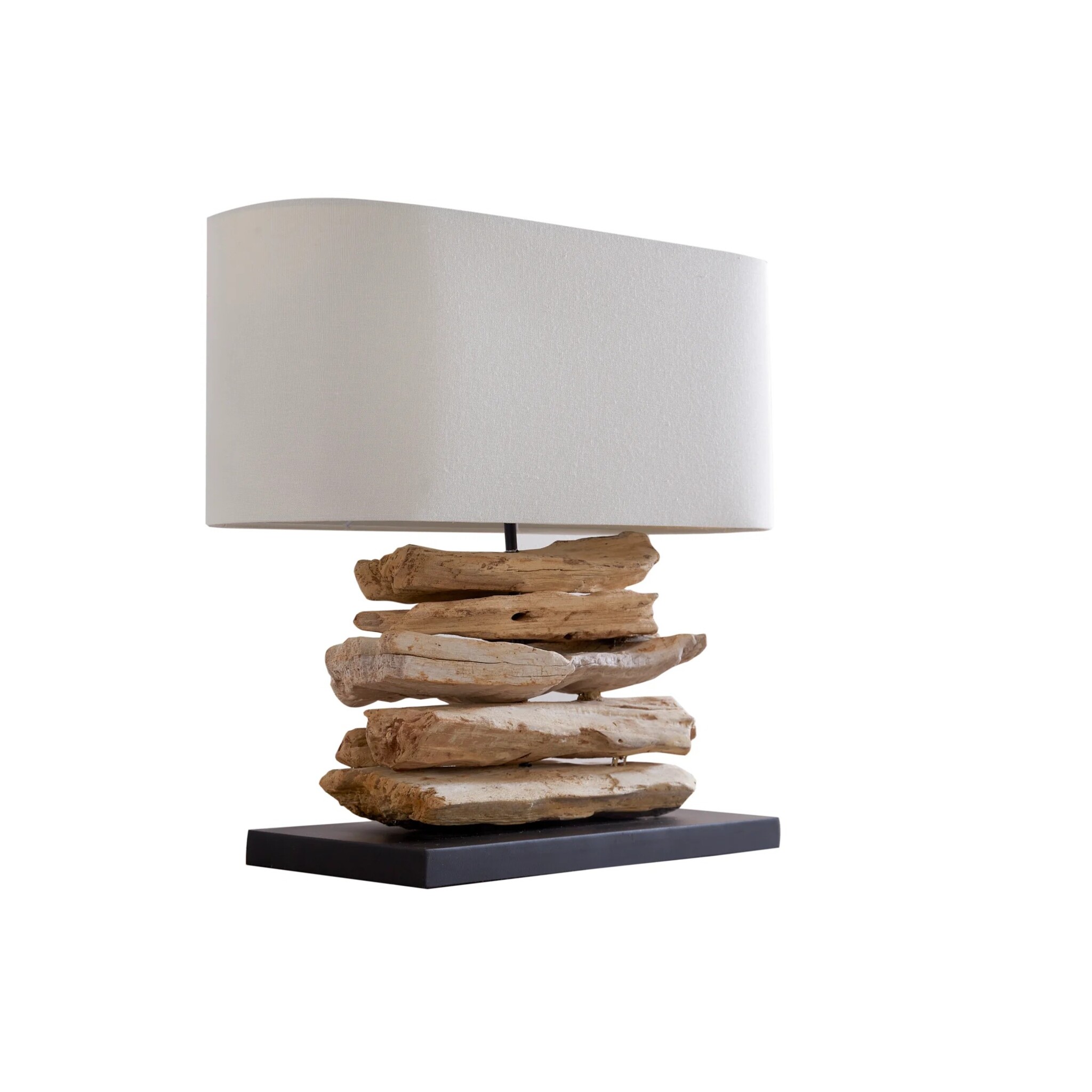 Tischlampe Riverine Treibholz und Leinenschirm, natur 