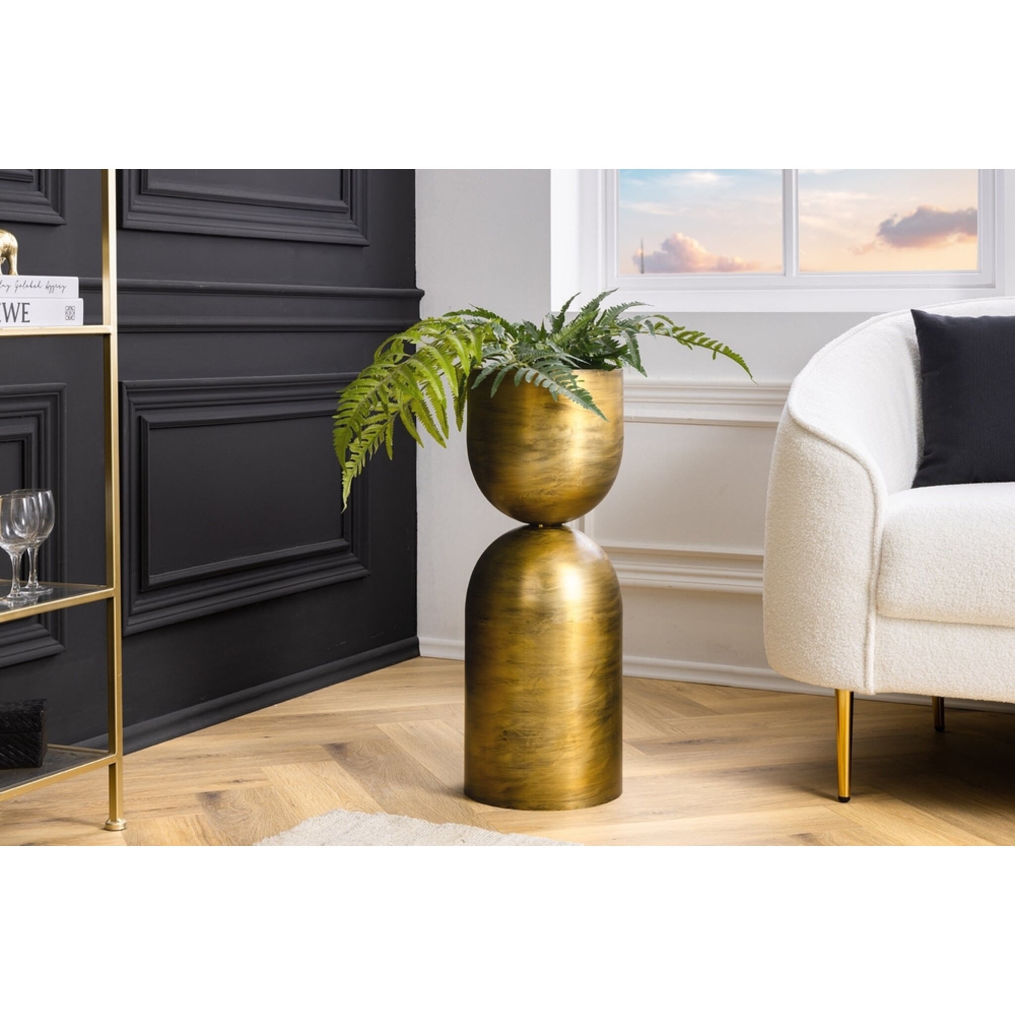 Invicta SANDGLASS Bodenvase XL Eisen Schwarz, messing 