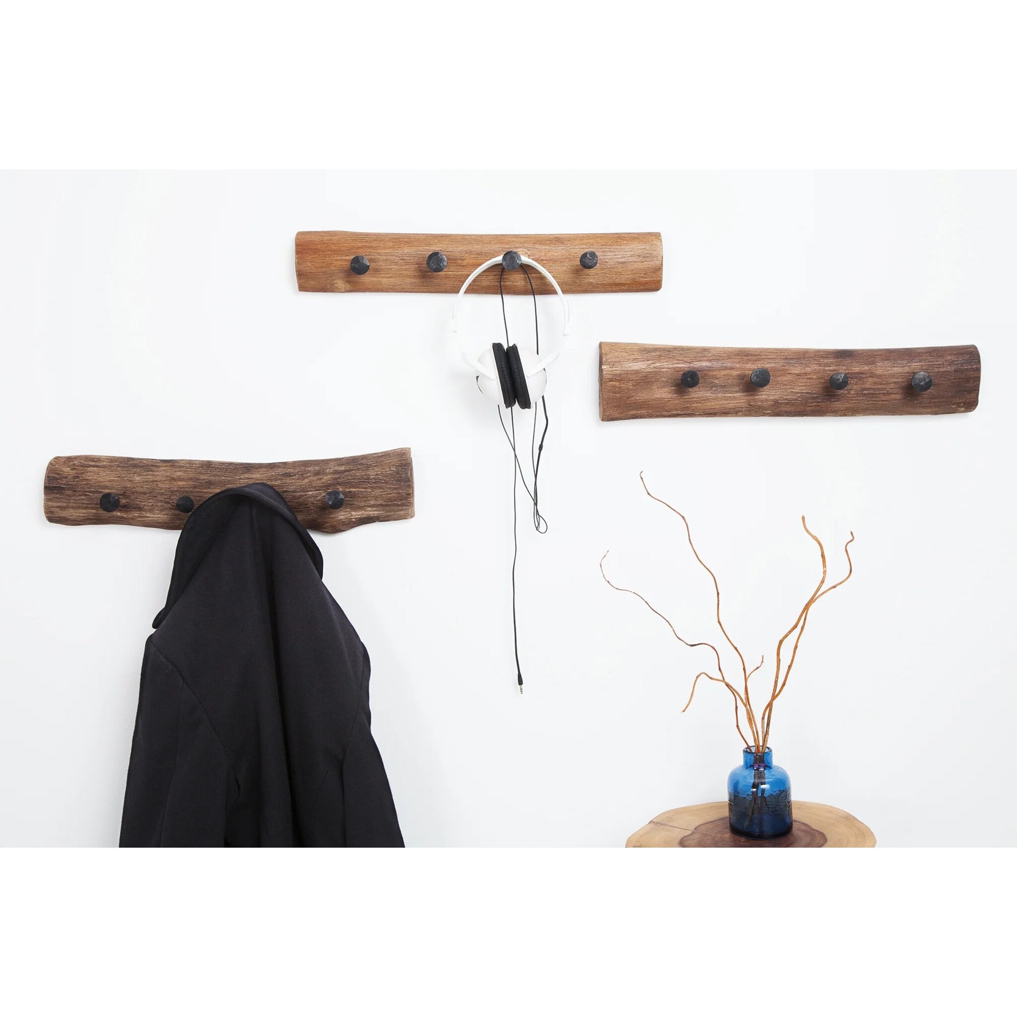 Wandgarderobe Hemingway Recyclingholz, natur 50 x 7 x 10 cm