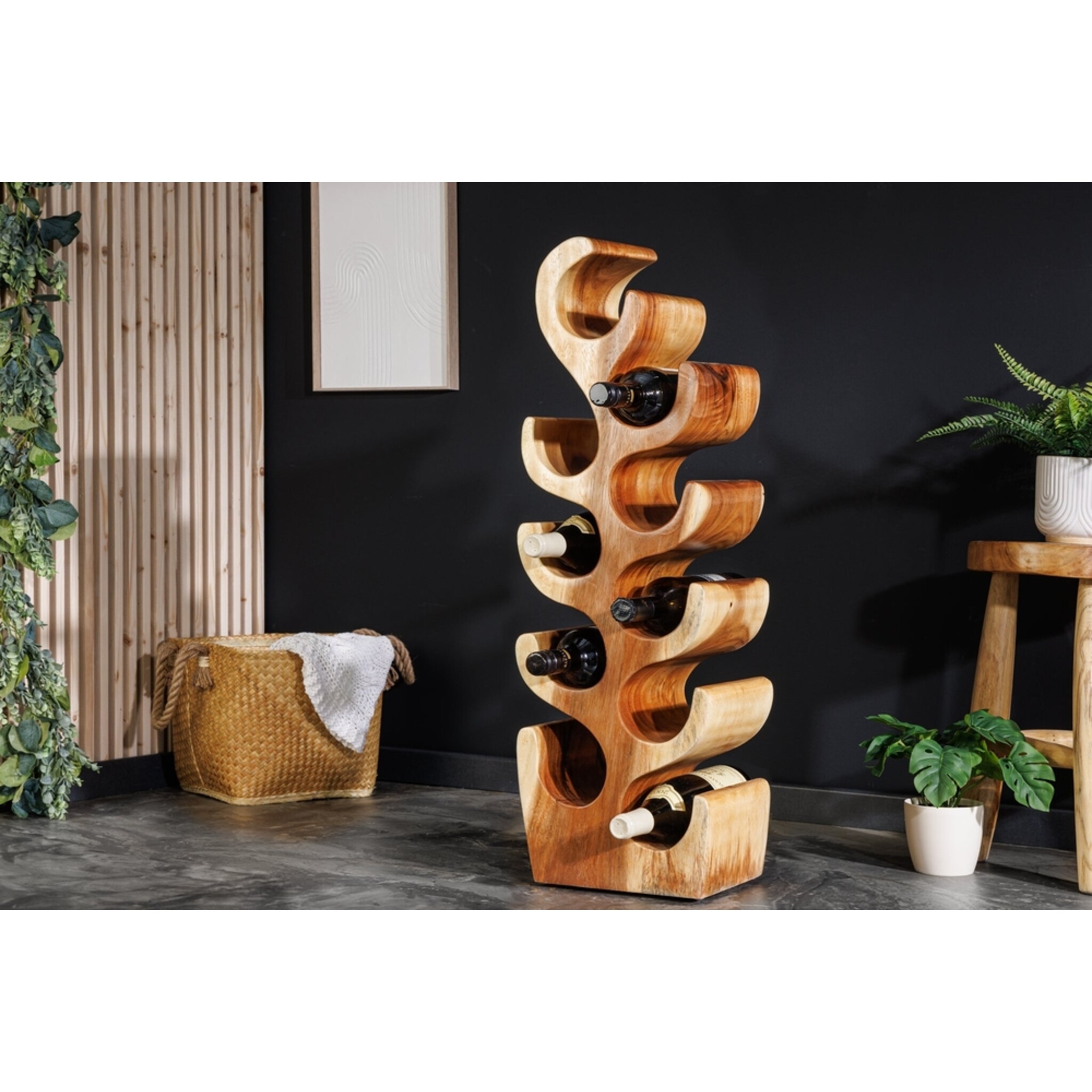Weinregal Arte Suarholz Handgefertigtes Unikat, natur 18 x 20 x 80 cm