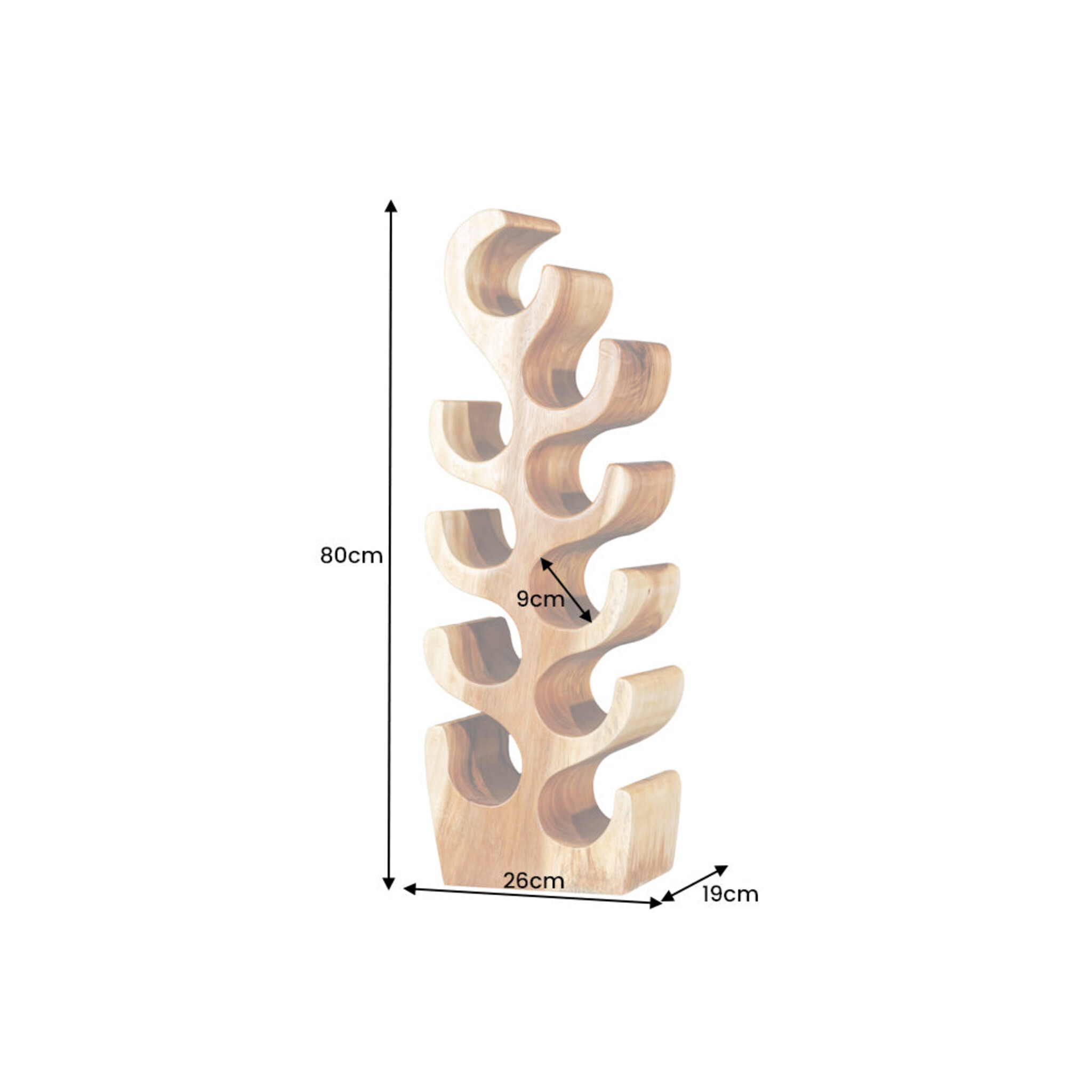 Weinregal Arte Suarholz Handgefertigtes Unikat, natur 18 x 20 x 80 cm