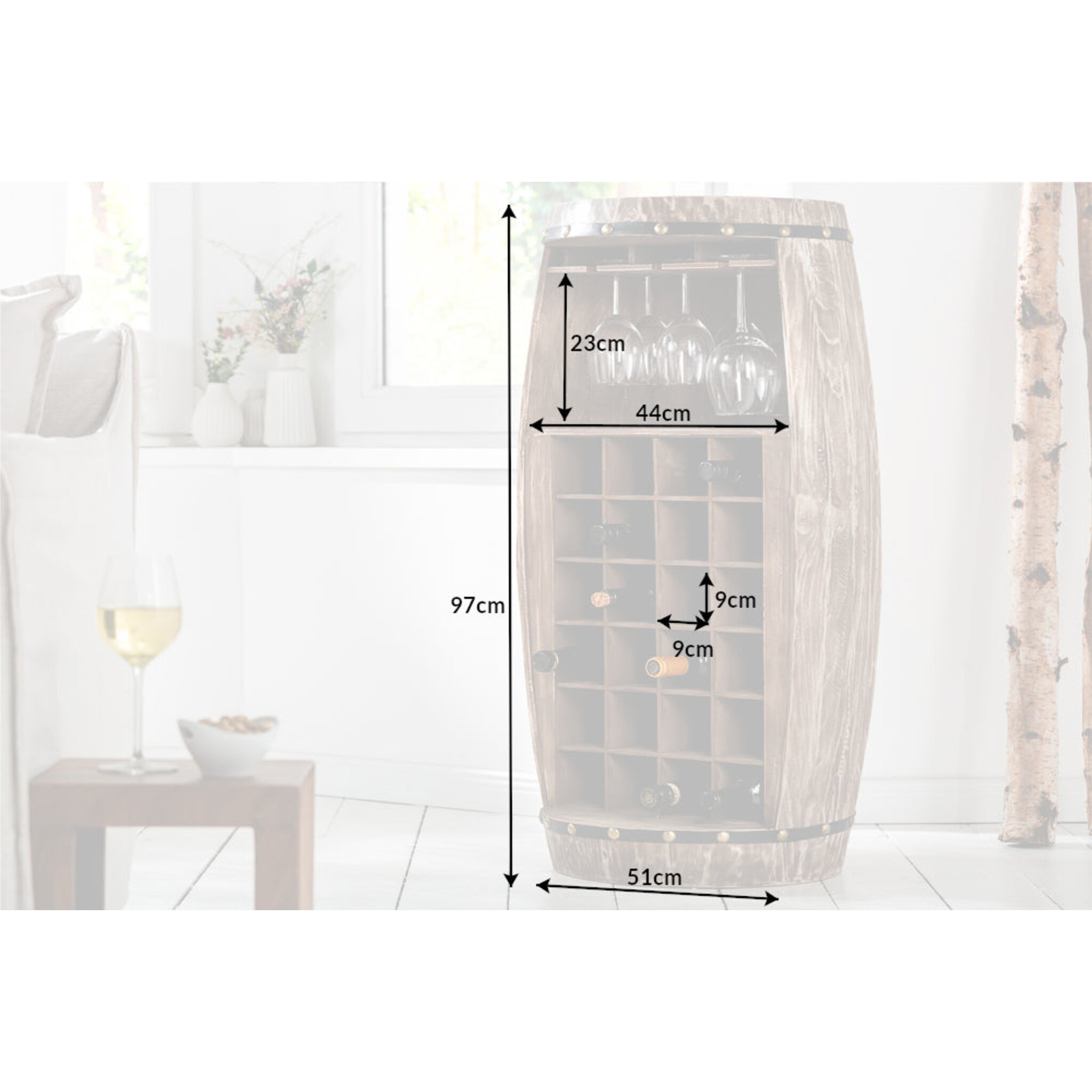 Weinregal halb BODEGA 100cm für 24 Flaschen Massivholz Tannenholz natur, natur 