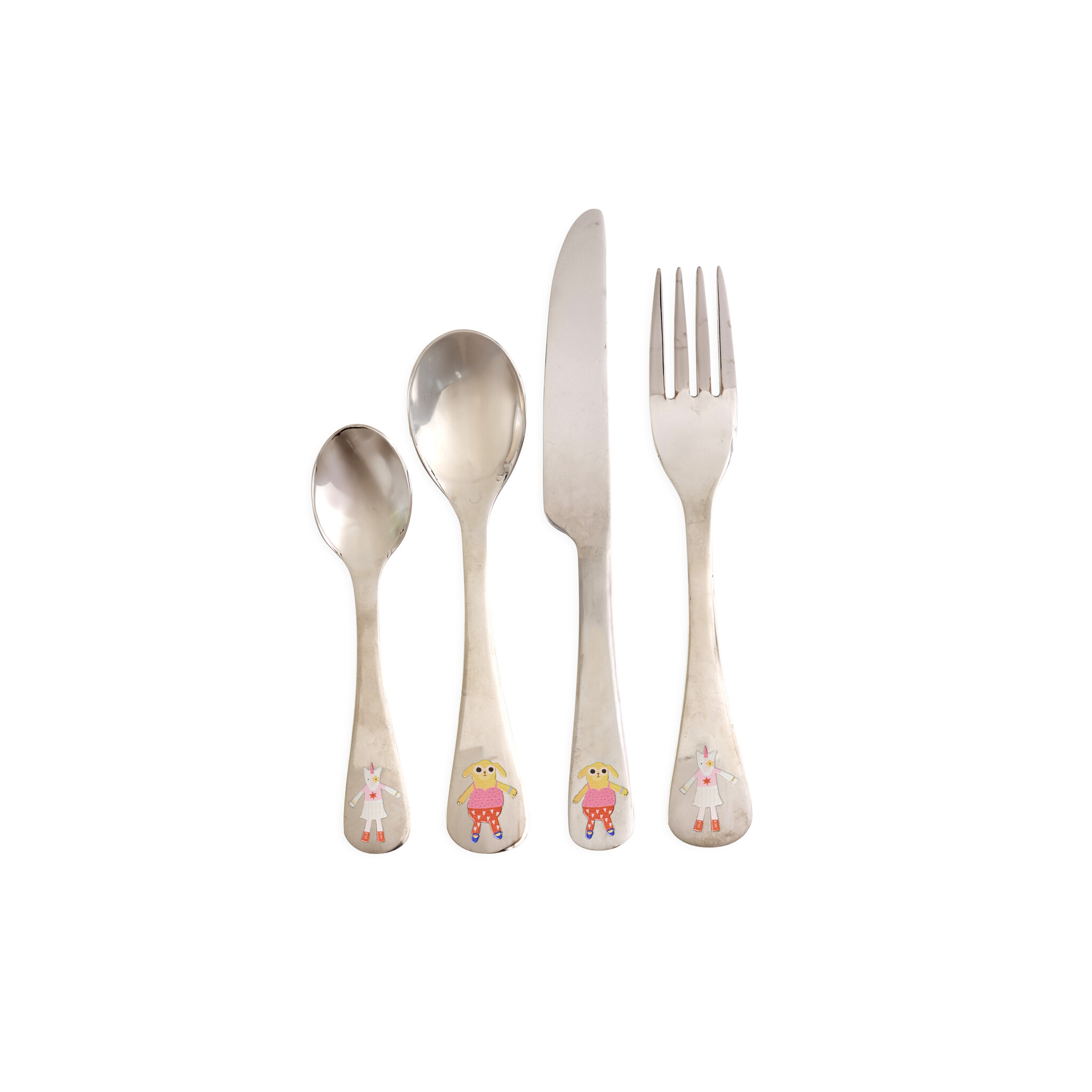 RICE Kinder Besteck-Set aus Edelstahl, silber 