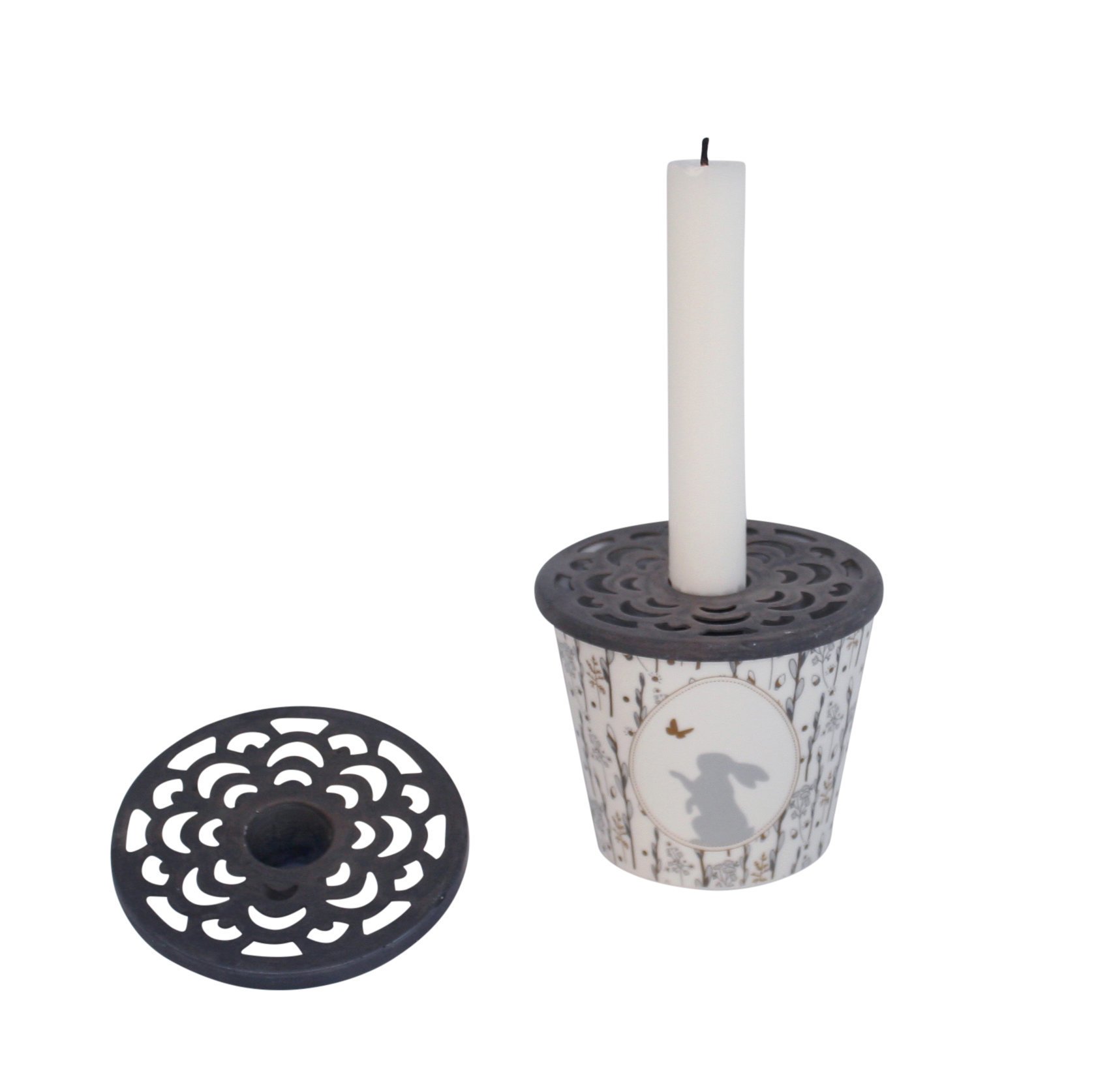 Kerzenhalter Aufsatz für Krasilnikoff Becher, grau Ø 10 cm