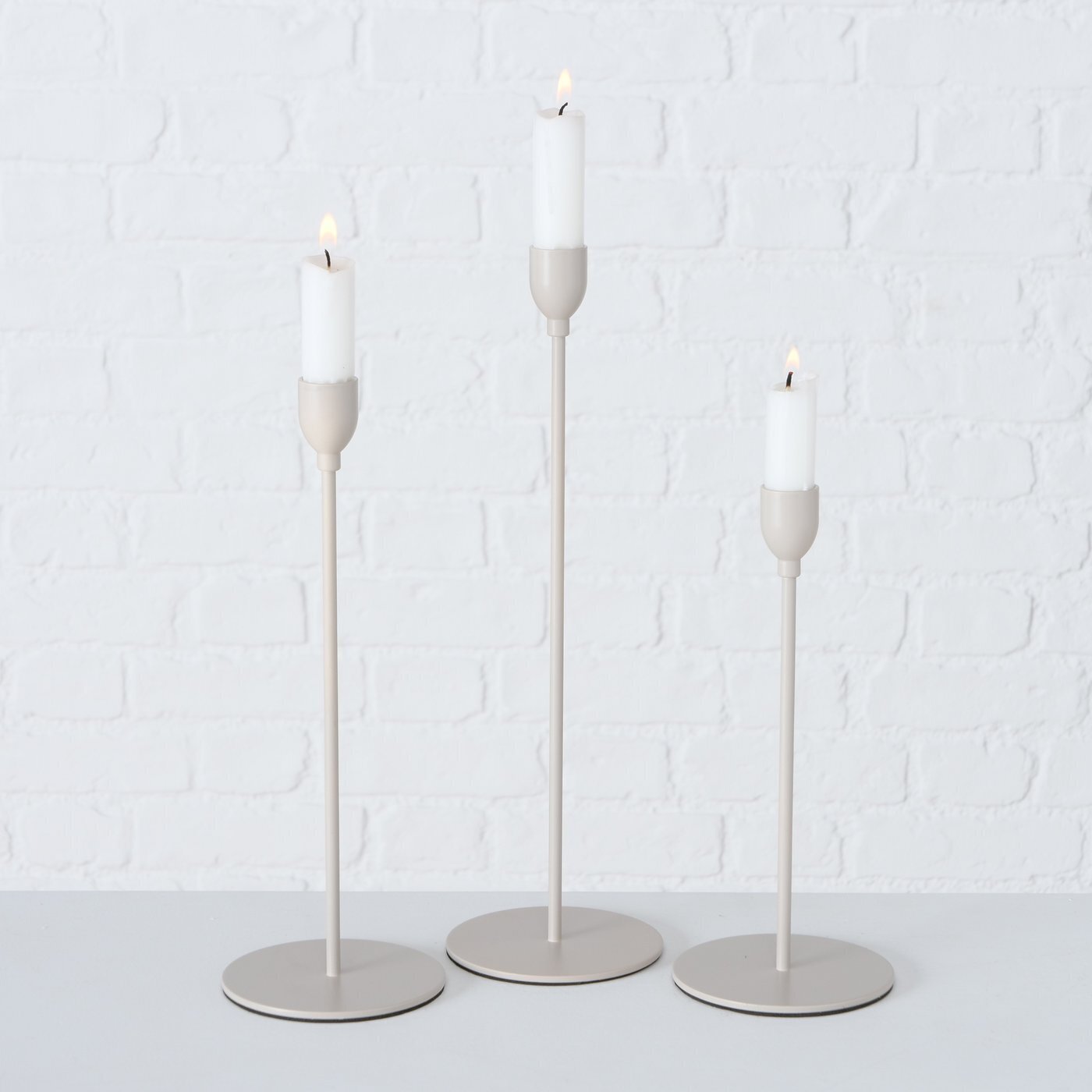 Kerzenhalter Malte Eisen 3er, beige 