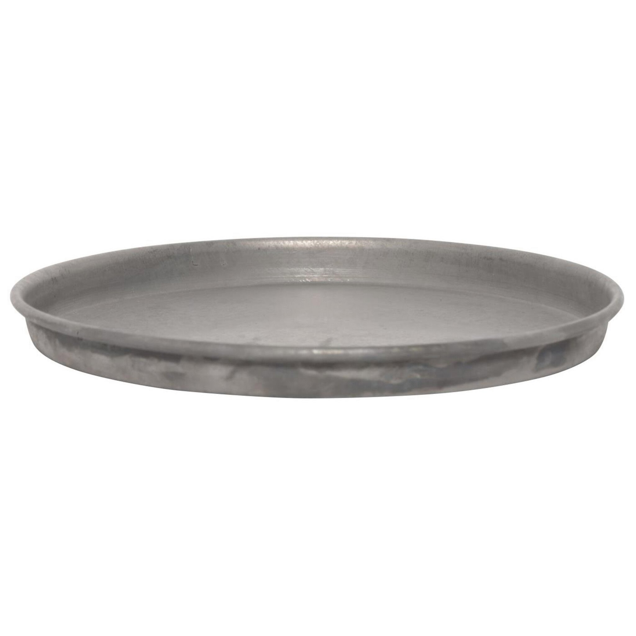 Kerzentablett aus Metall mit Kante, grau H1,5/ Ø16 cm