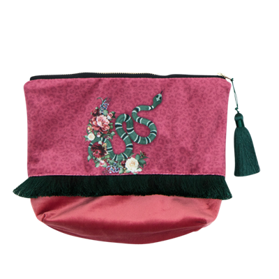 Kosmetiktasche mit Print, bordeauxrot 