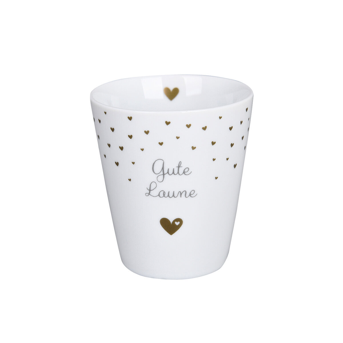 Becher Happy Mug, Gute Laune, weiss 