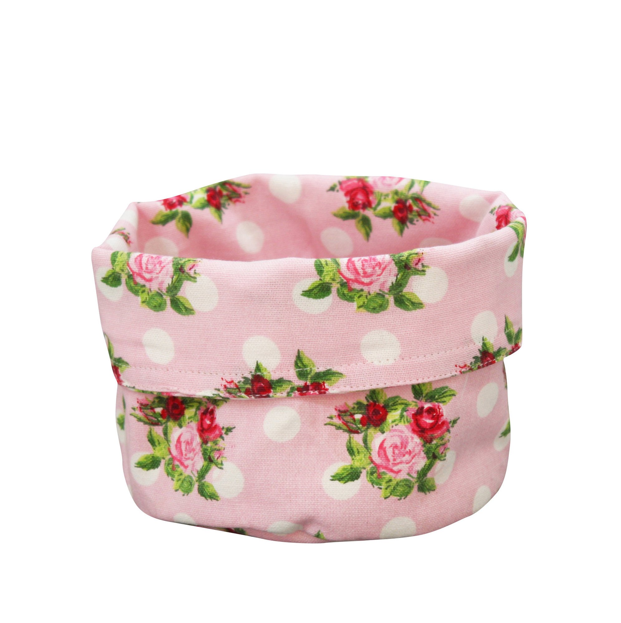 Krasilnikoff Brotkorb Dots n Roses all over, pink Ø15cm