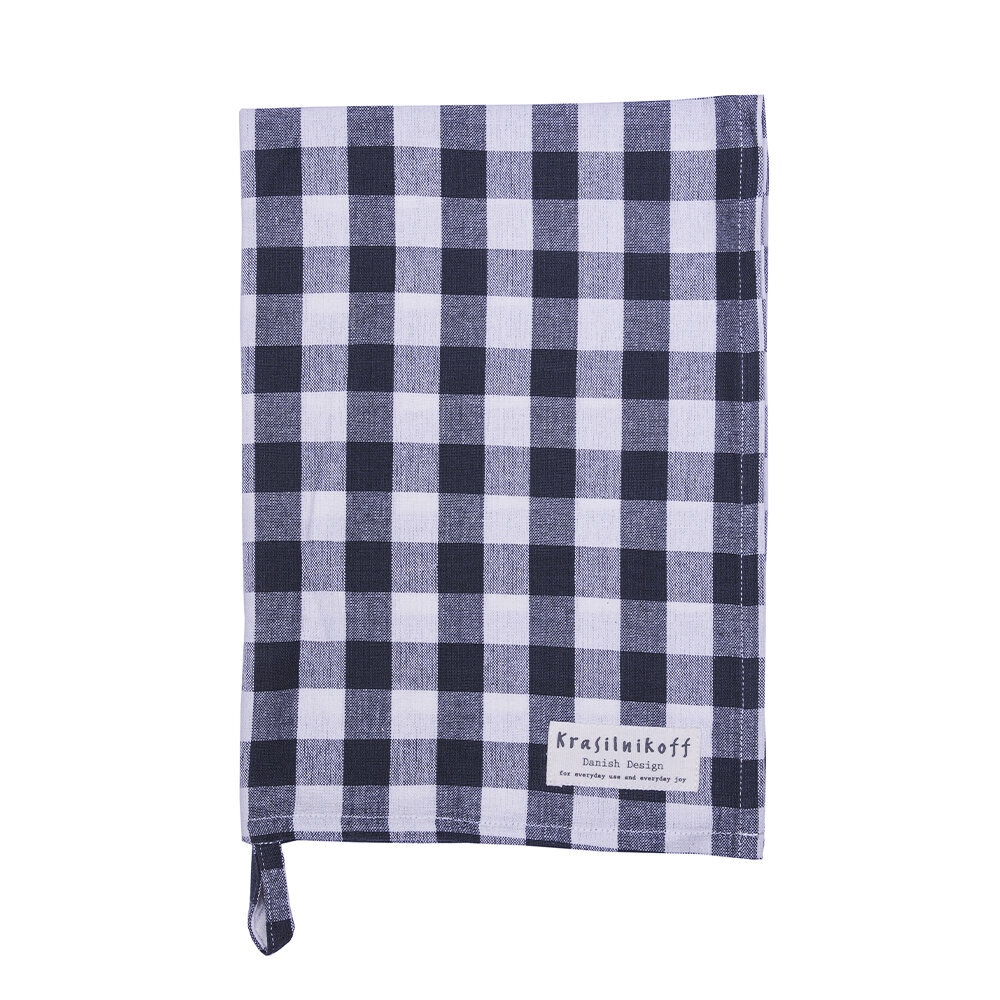 Geschirrhandtuch groß kariert aus Baumwolle, charcoal 