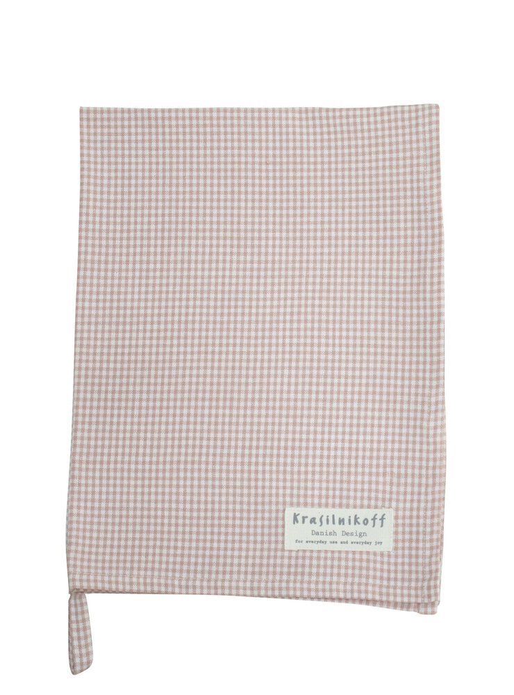 Geschirrhandtuch kleinkariert aus Baumwolle, hellrosa 