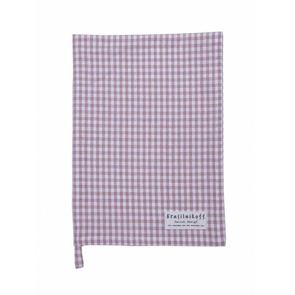 Krasilnikoff Geschirrtuch mittlere Karos Dusty Rose, rosa 