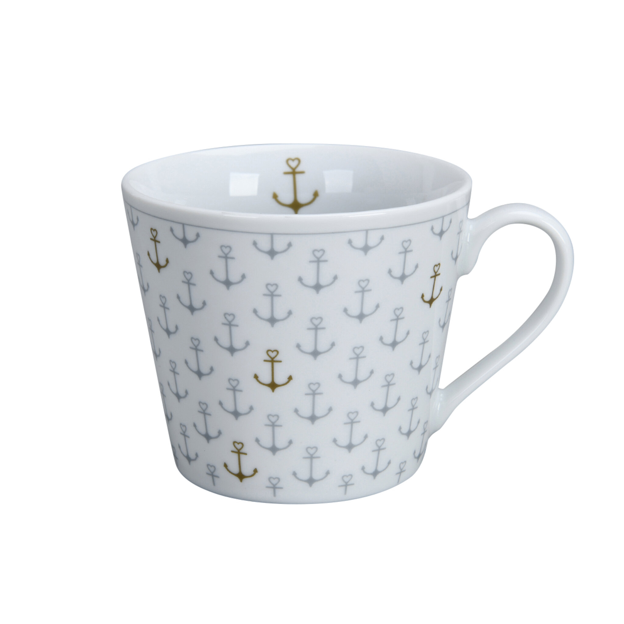 Happy Cup, Anchor allover, weiss 