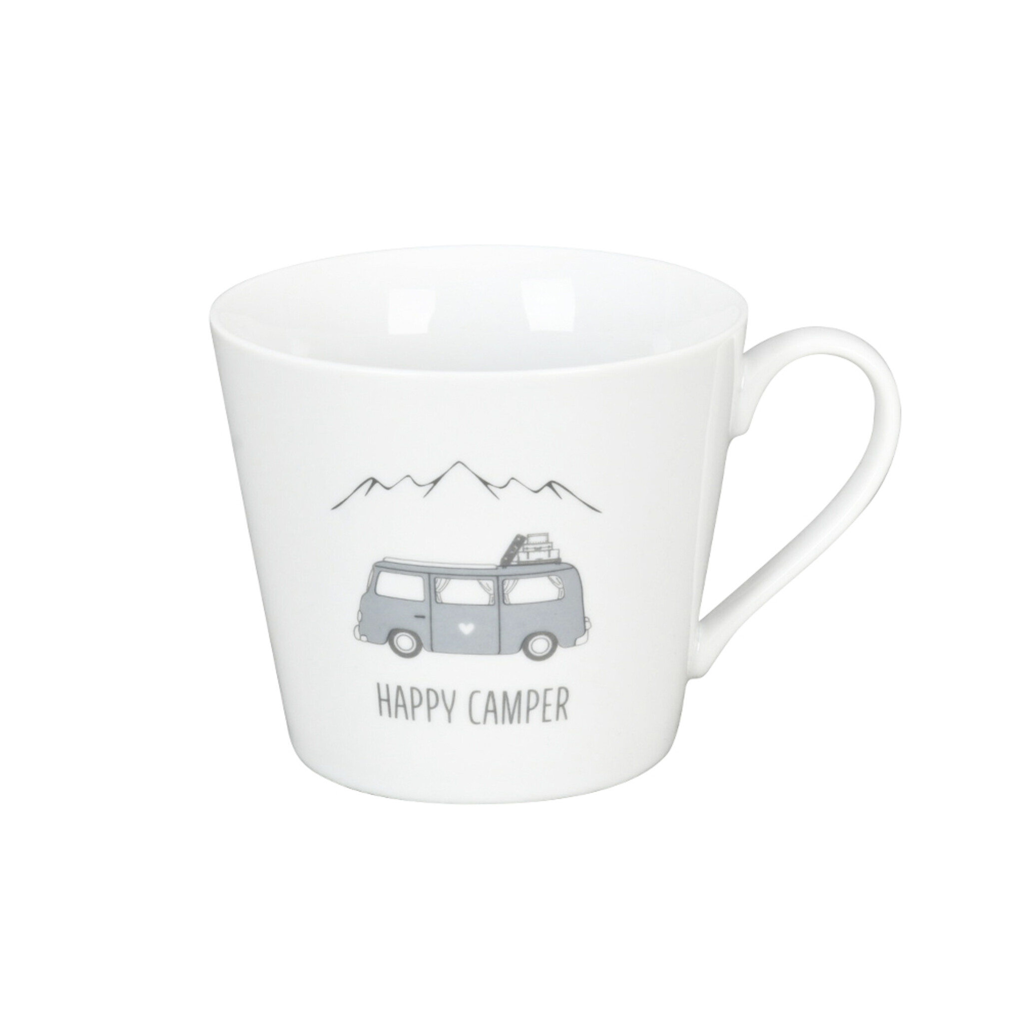 Happy Cup Happy Camper von Krasilnikoff – Dein skandinavischer Begleiter, weiss 