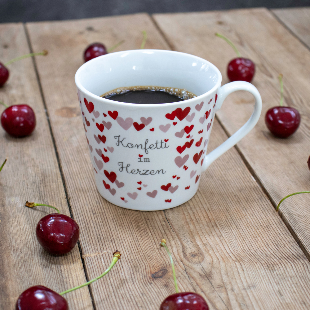 Happy Cup Konfetti im Herzen, rot 