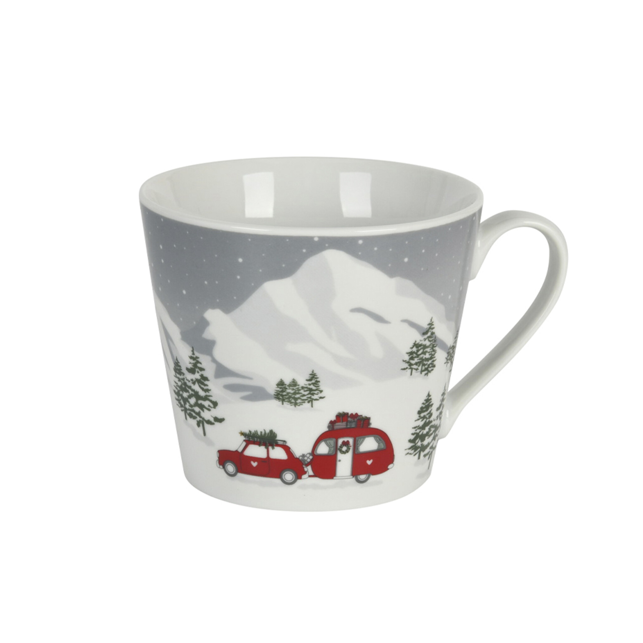 Happy Cup Tasse, Caravan in the snow, weiss 