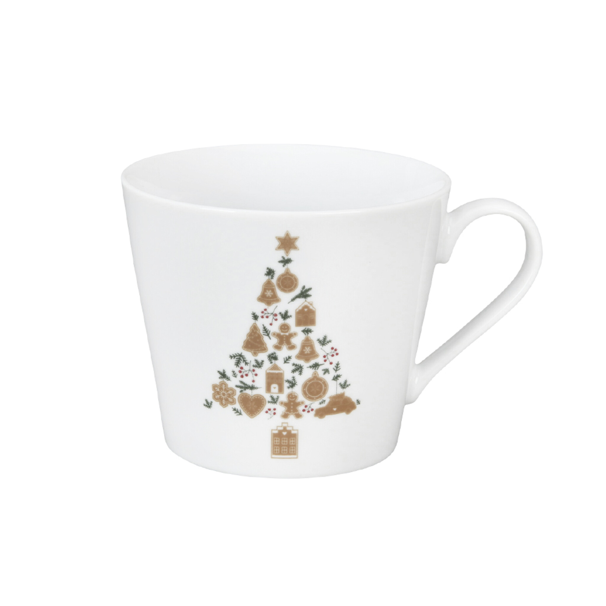 Happy Cup Tasse, Christmas Tree Gingerbread, weiss 