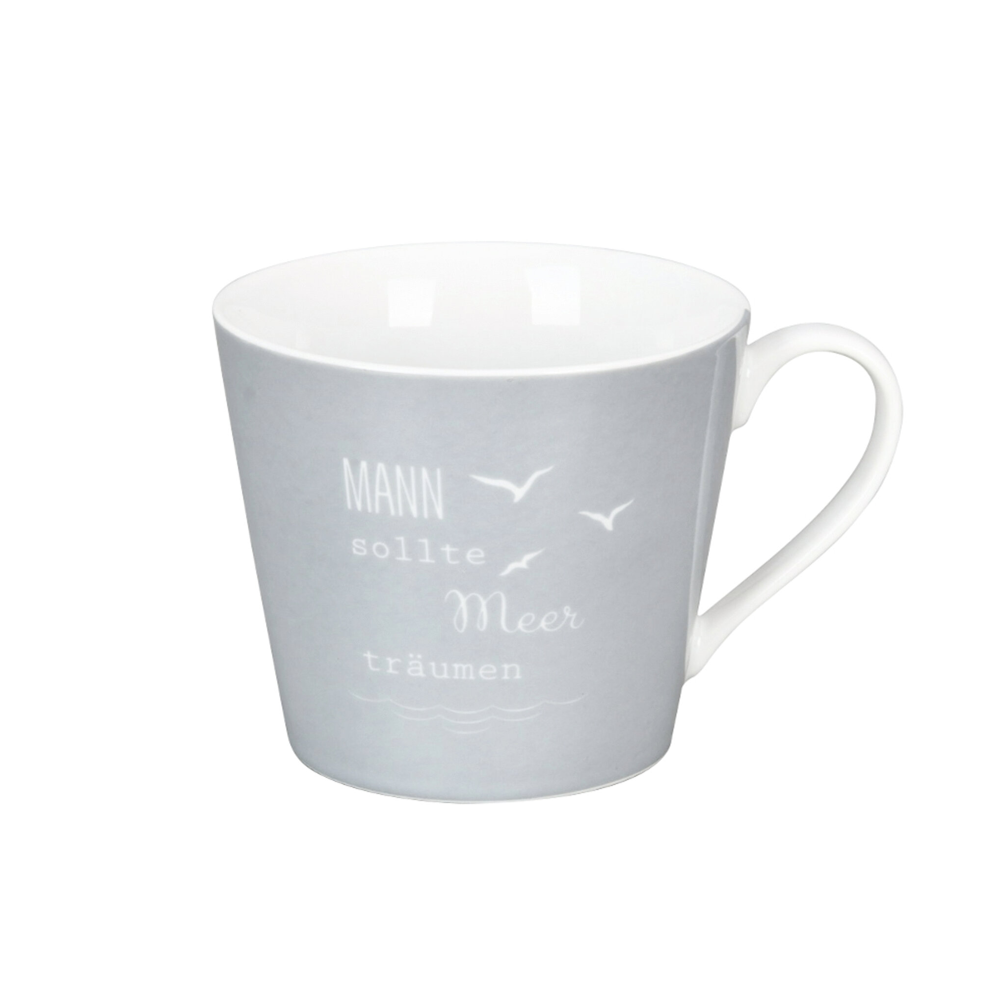 Happy Cup Tasse, Man sollte Meer träumen, grau 