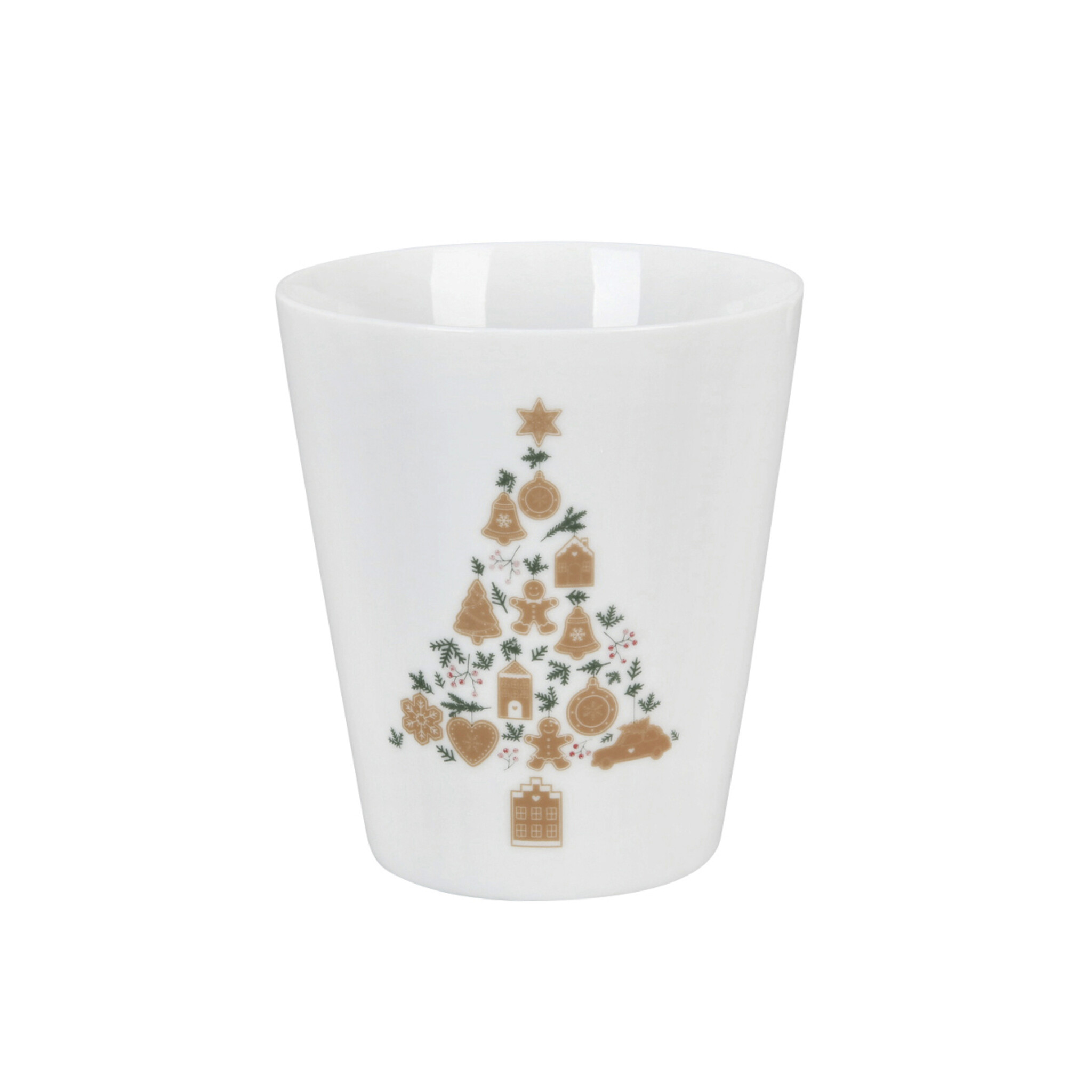 Happy Mug Becher Christmas Tree Gingerbread, weiss 