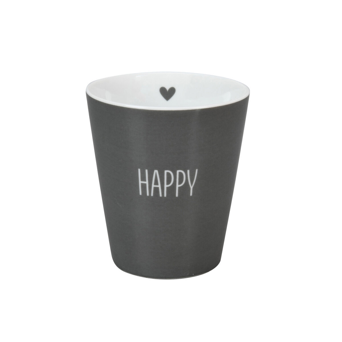 Happy Mug Becher Happy, dunkelgrau