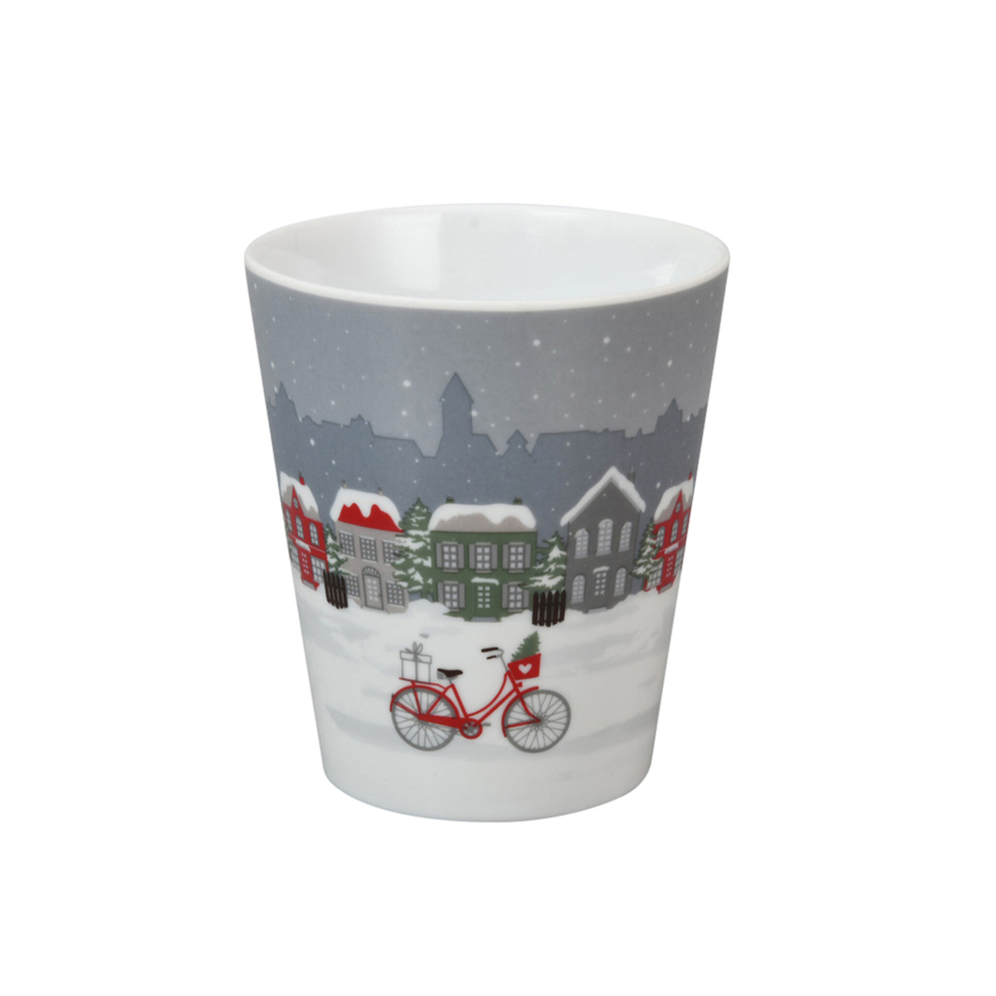 Happy Mug Becher, Riding in the city, grau 