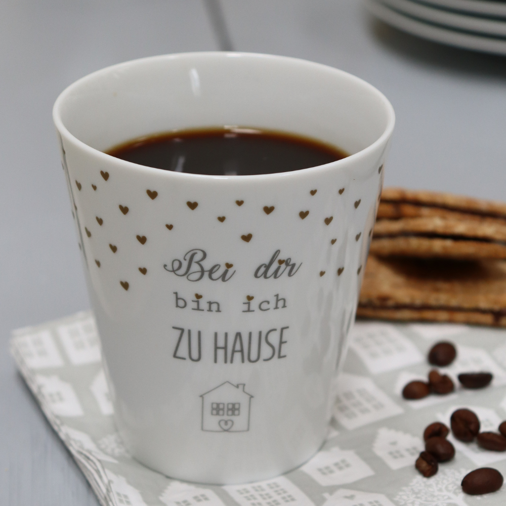 Happy Mug, Bei dir ich Zu Hause, weiss 