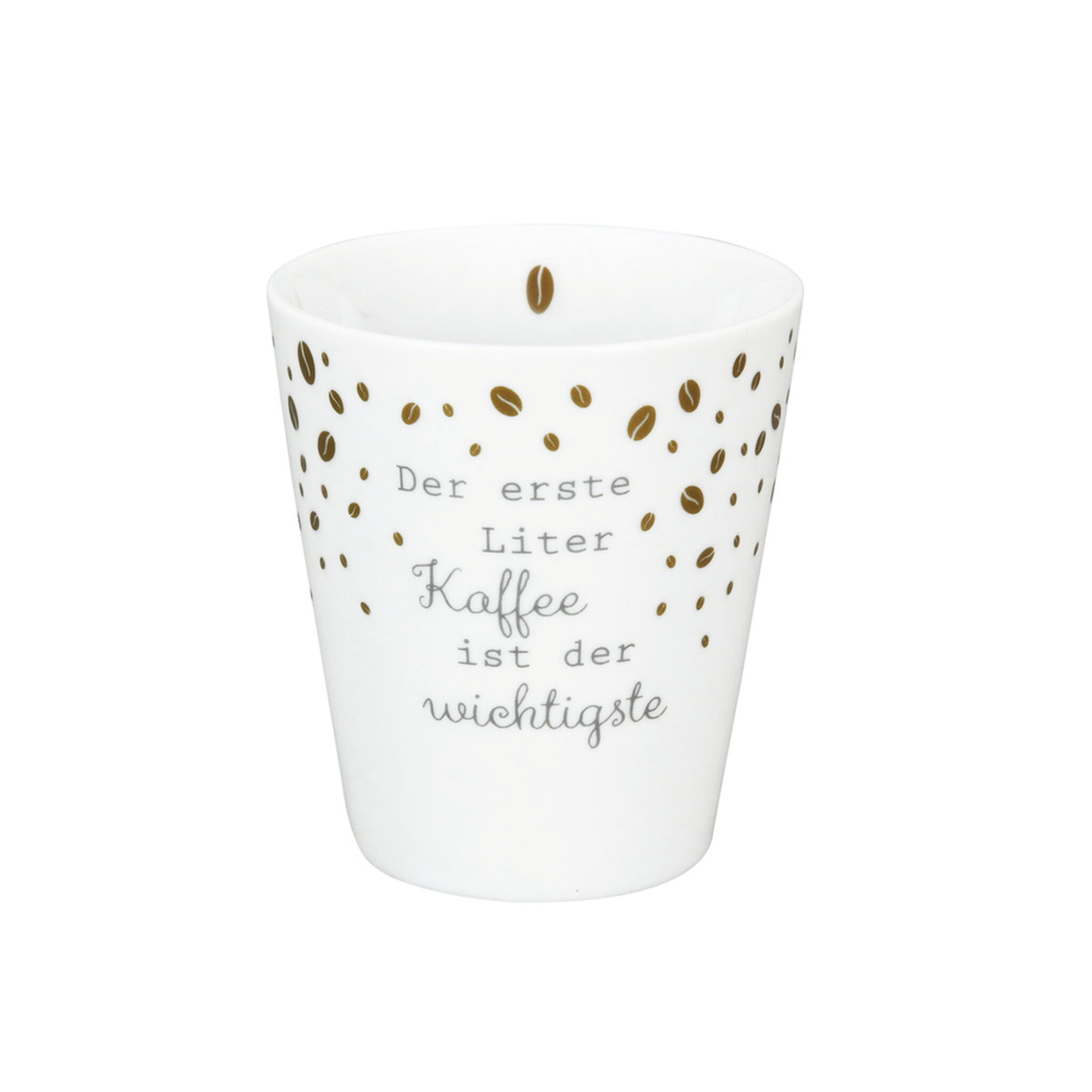 Happy Mug, Der erste Liter Kaffee, weiss 