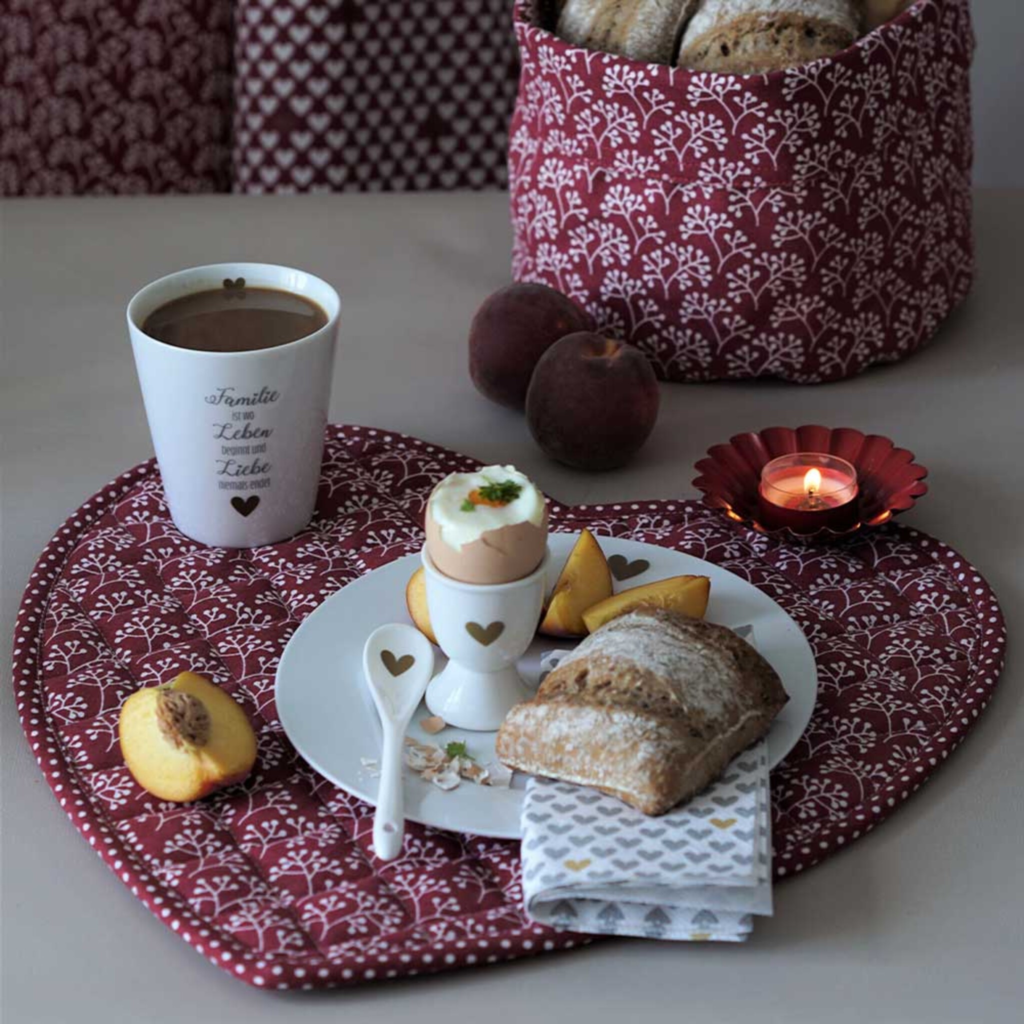 Platzmatte, Tischset Berries and Dots, wendbar, rot 