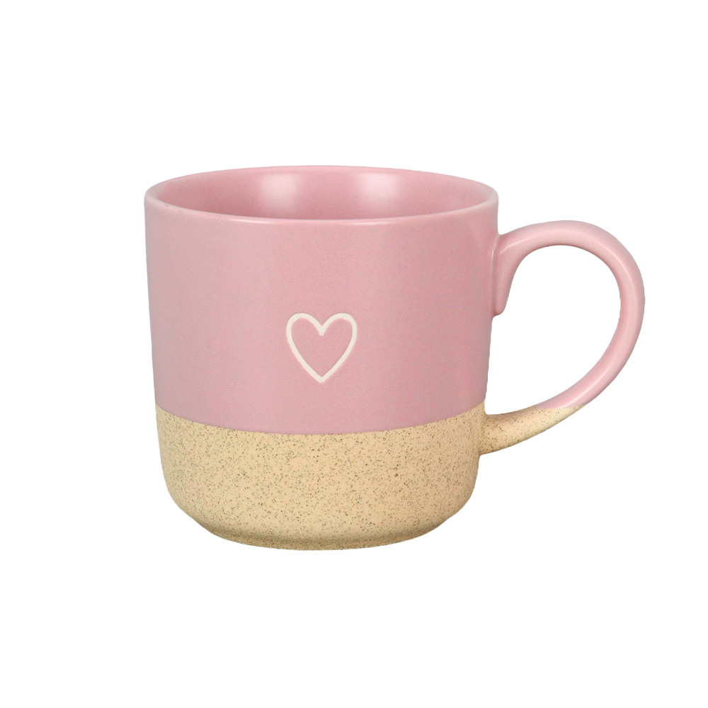Stoneware Cup, Becher mit Henkel, rosa 