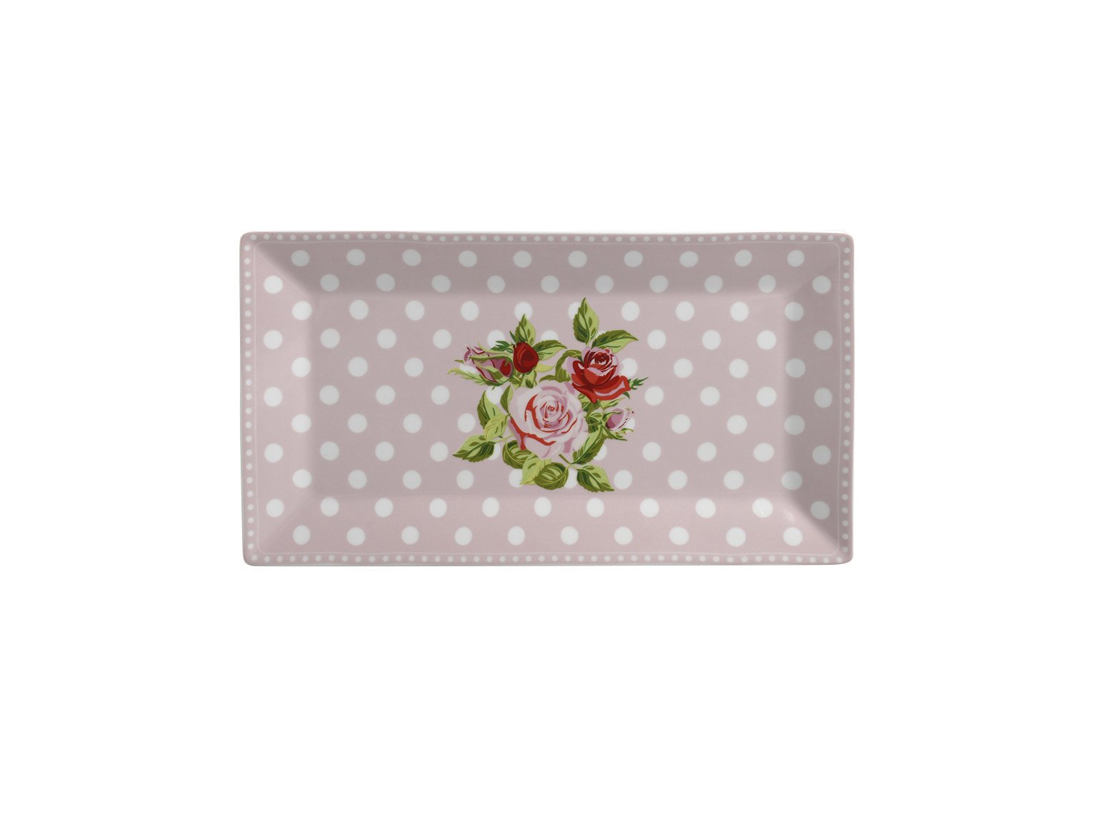 Krasilnikoff Tablett Dots n Roses, pink 
