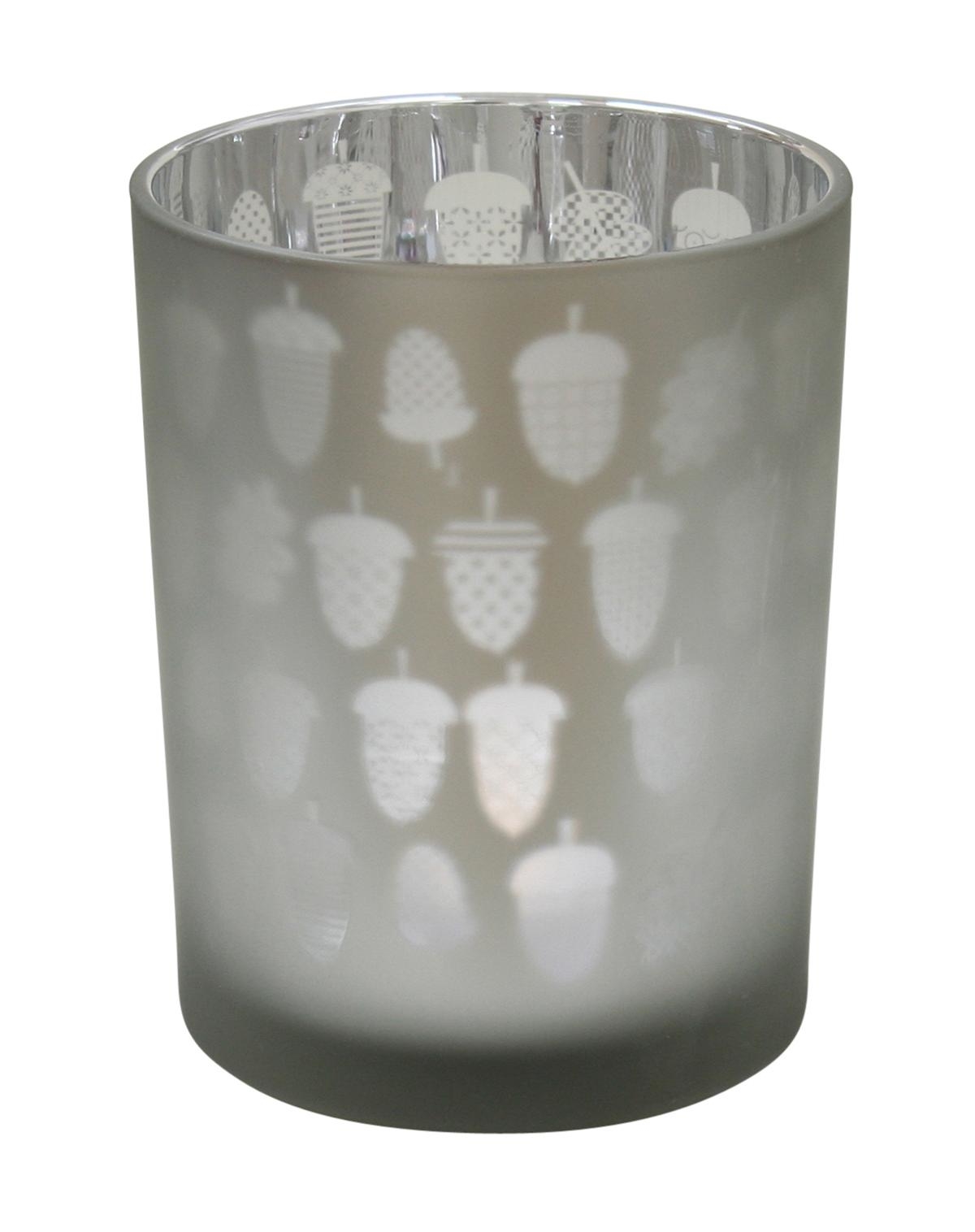 Krasilnikoff Teelichtglas / Eichel, grau Ø10 x 12,5 cn