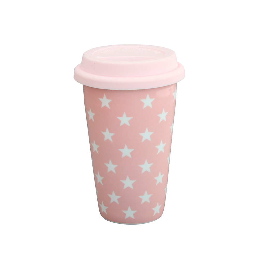 Thermobecher Travel Mug Stars, pink 