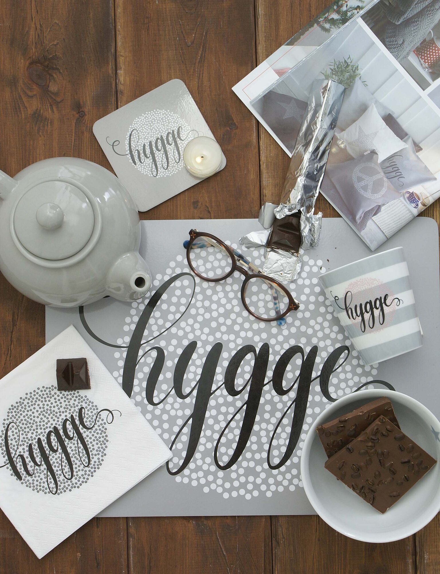 Tisch Untersetzer Hygge, grau 