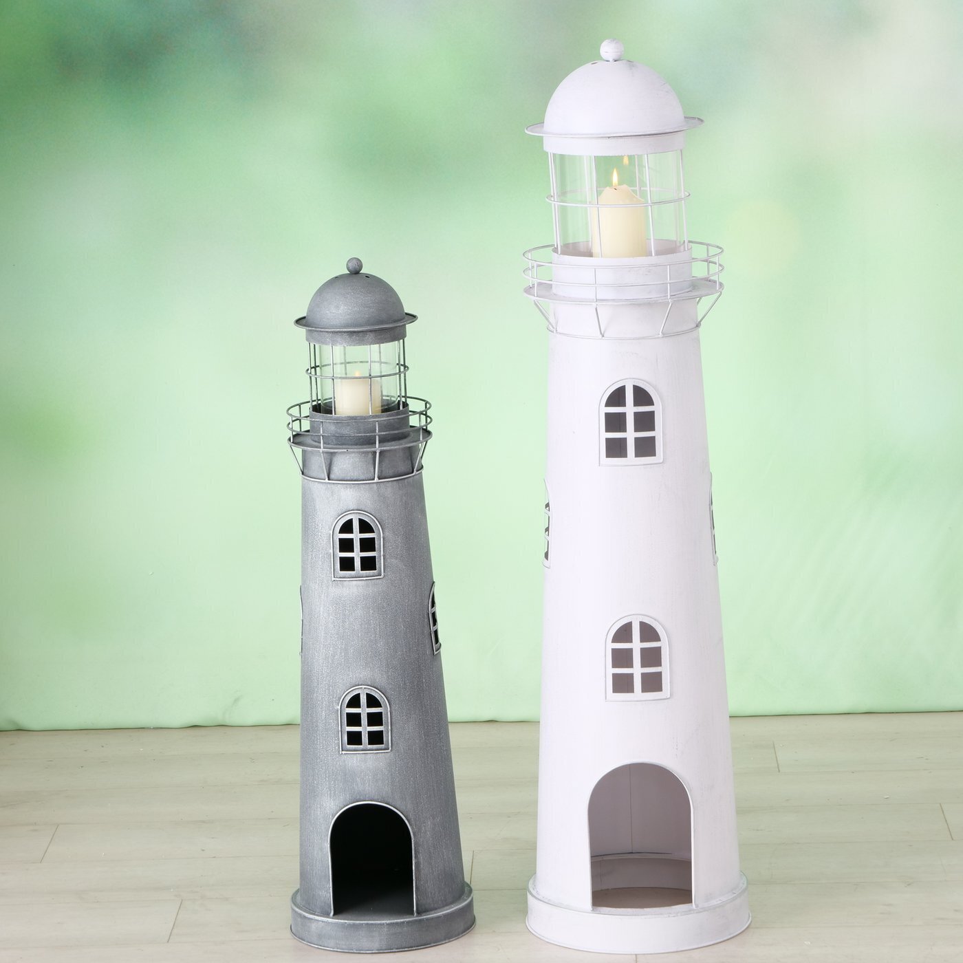 Leuchtturm Laterne Sylt 2er, grau 