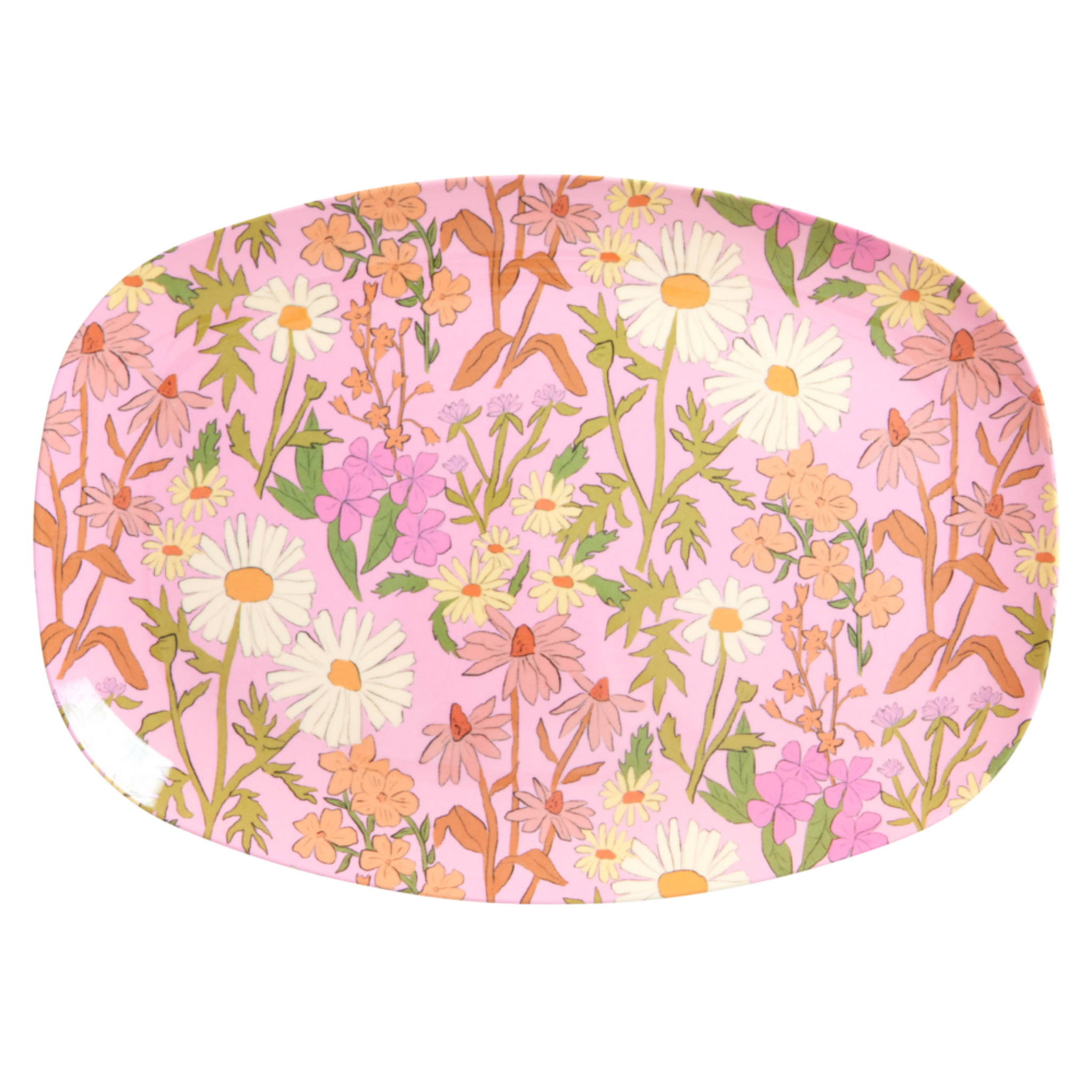 Rechteckiger Teller, Plate Daisy Dearest, rosa 