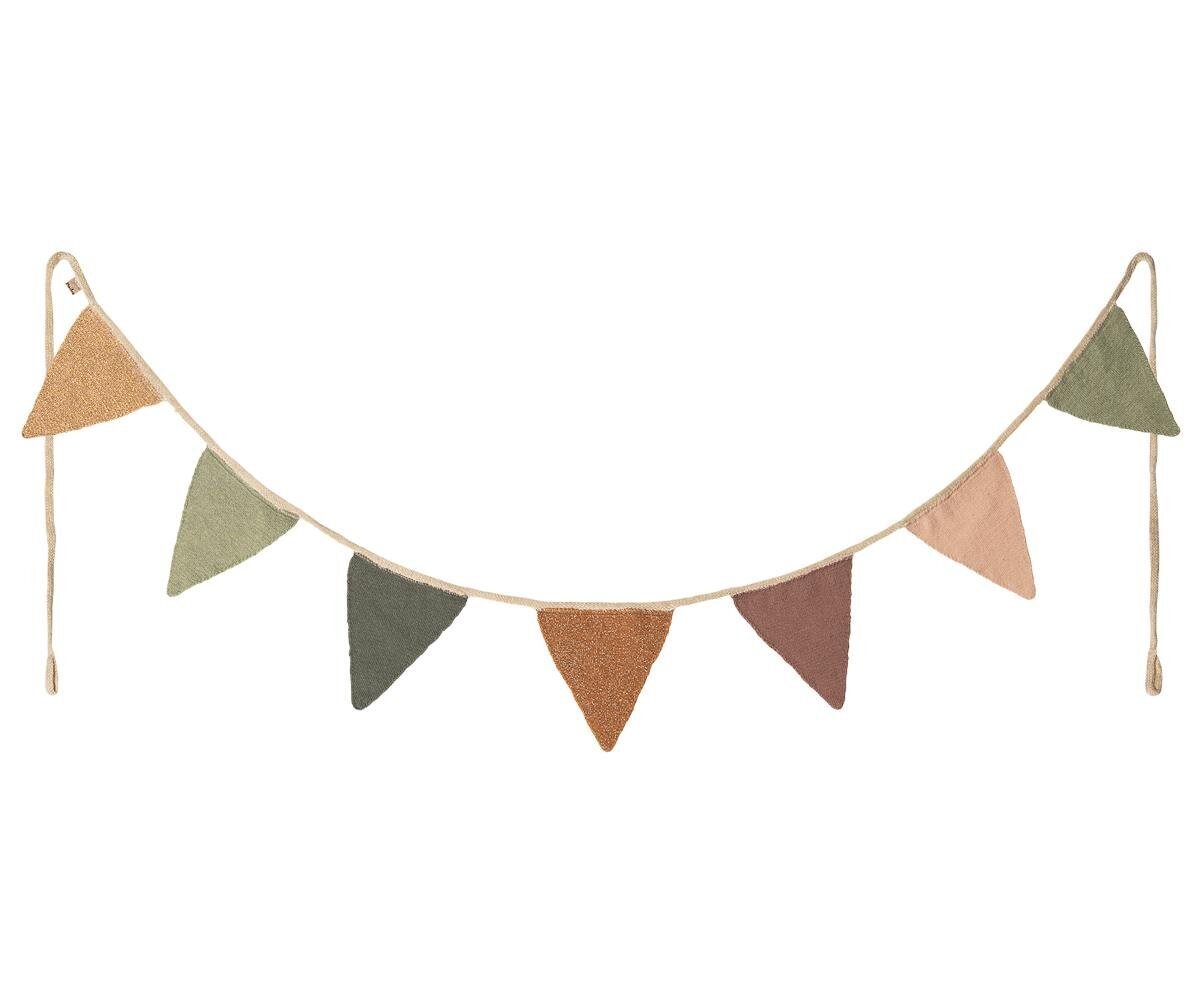 Girlande mit 7 Wimpeln gestrickt, mehrfarbig 