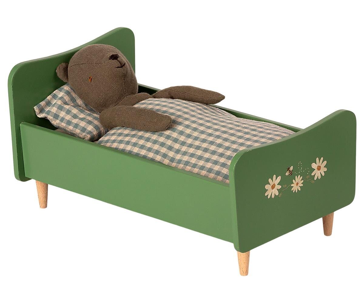 Holzbett für Teddy Dad, grün