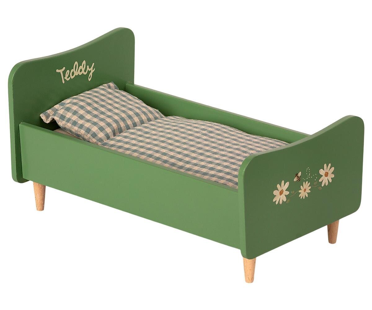 Holzbett für Teddy Dad, grün