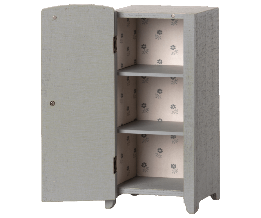 Miniatur Schrank mit Blumendruck, grau 
