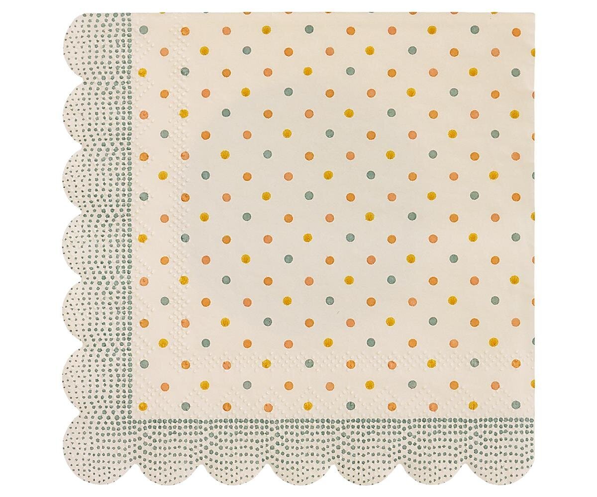 Serviette multi dots, blau, gelb, creme 