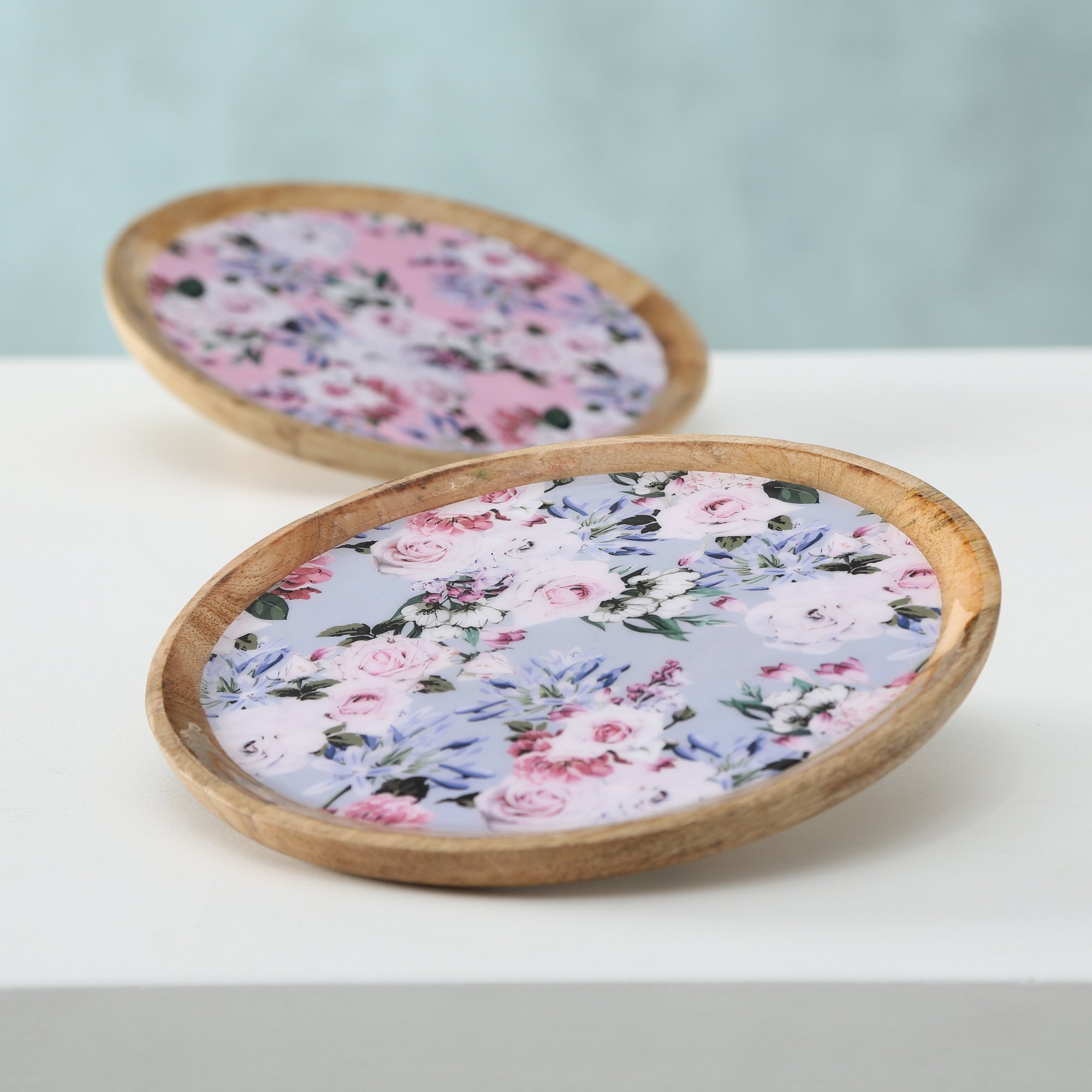 Mangoholz Teller Lilly 2er, rosa 