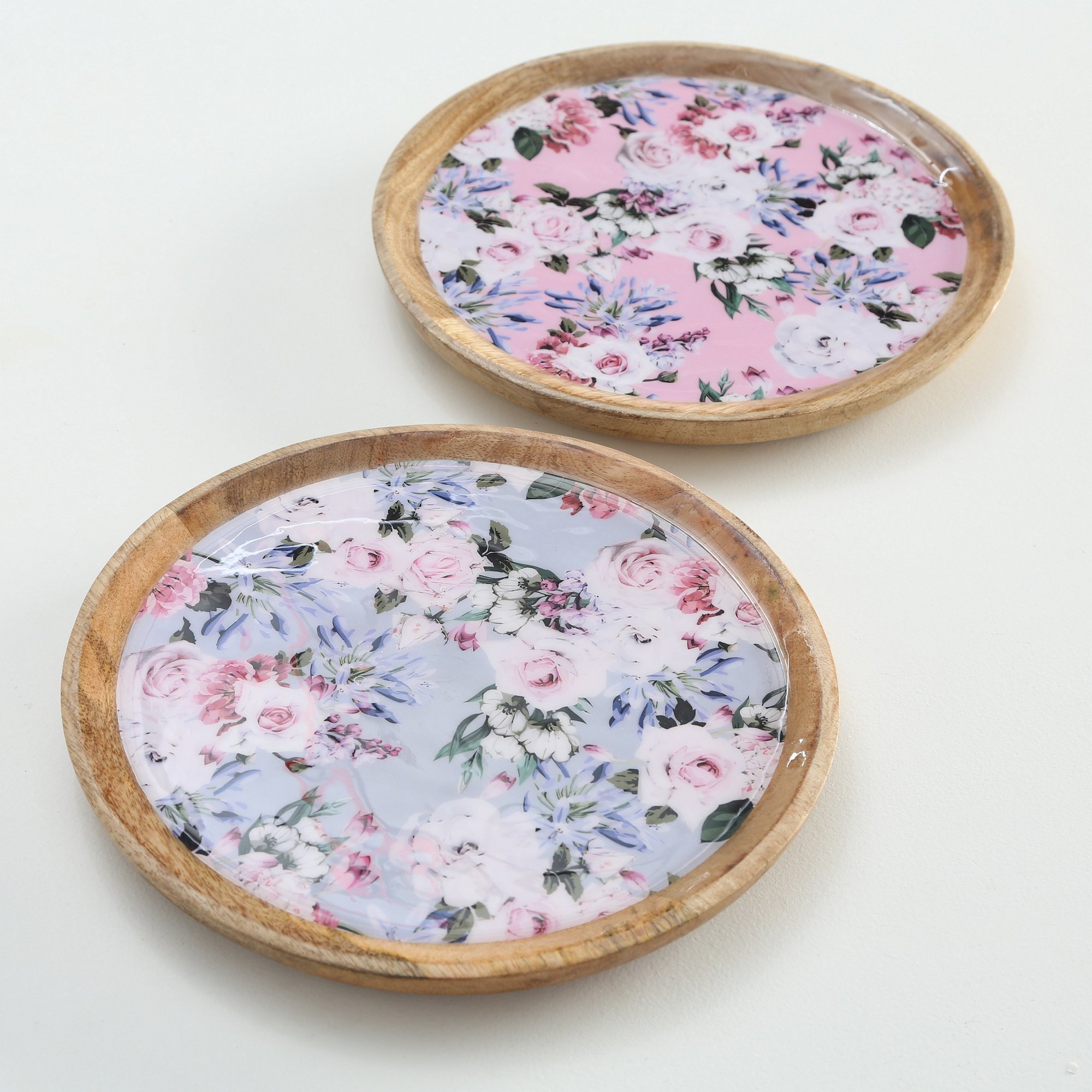 Mangoholz Teller Lilly 2er, rosa 