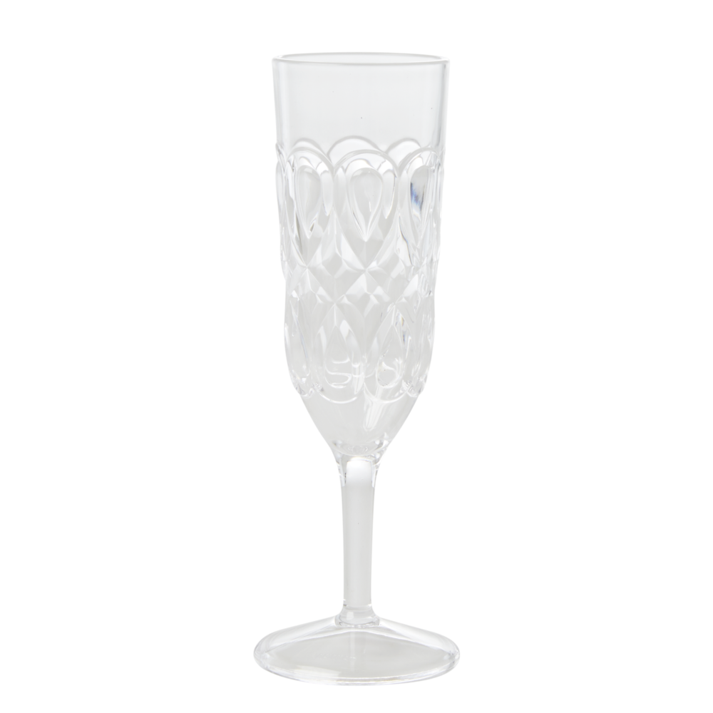 RICE Acryl Champagner Glass, farblos
