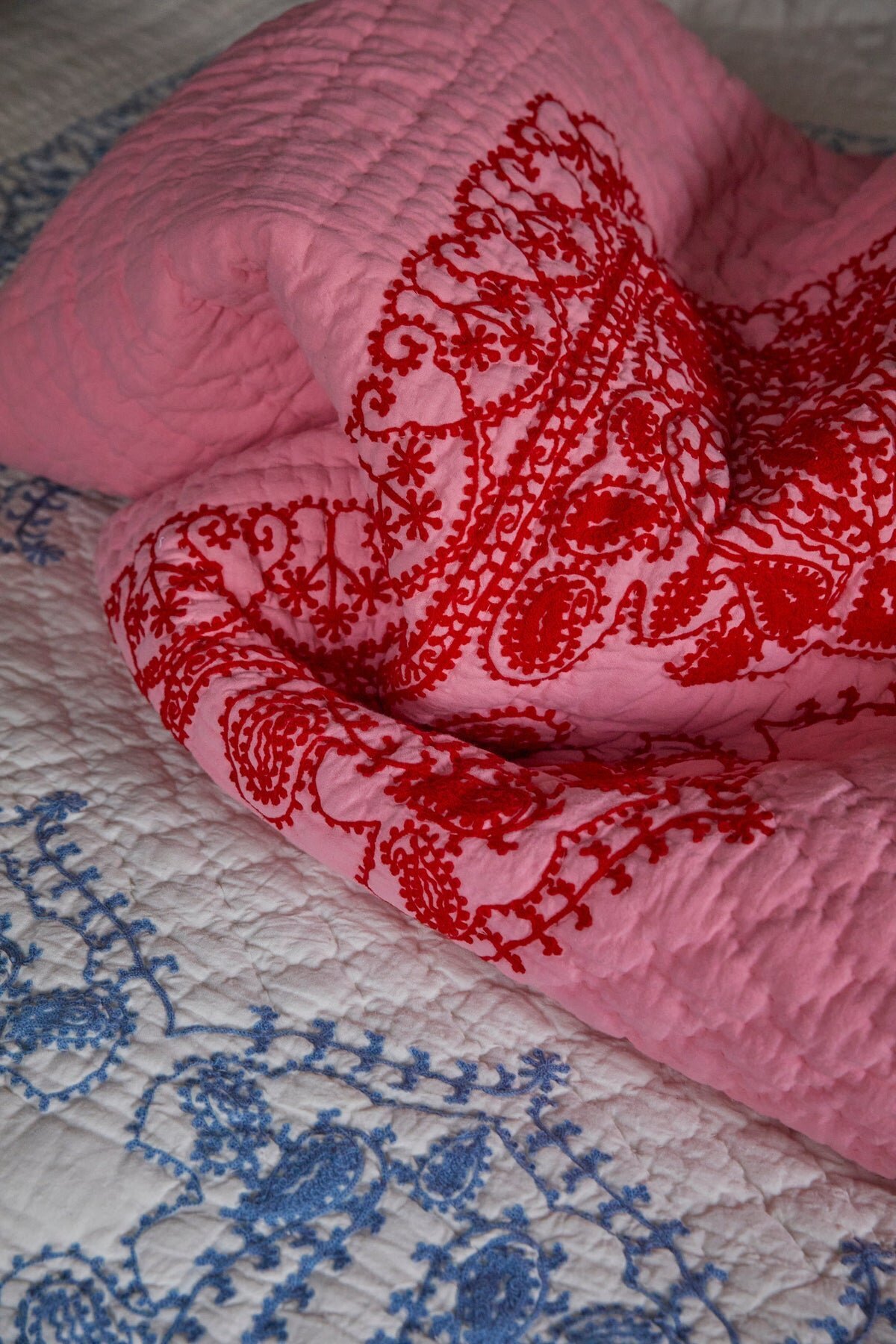 Bauwolle Tagesdecke Baumwolldecke, rot 