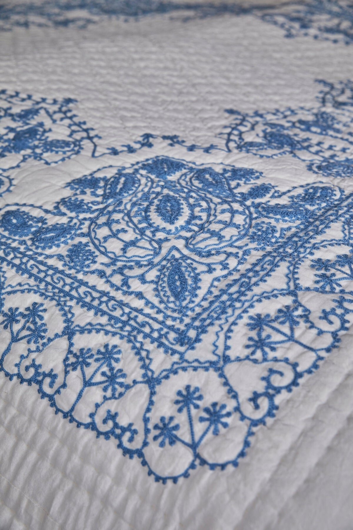 Bauwolle Tagesdecke Baumwolldecke, blau 